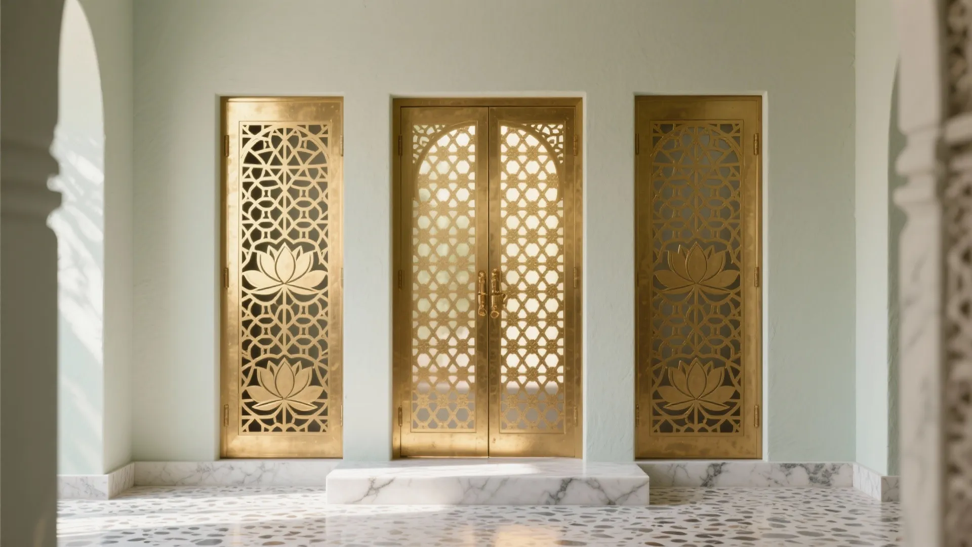 Brass Jaali Lattice Doors