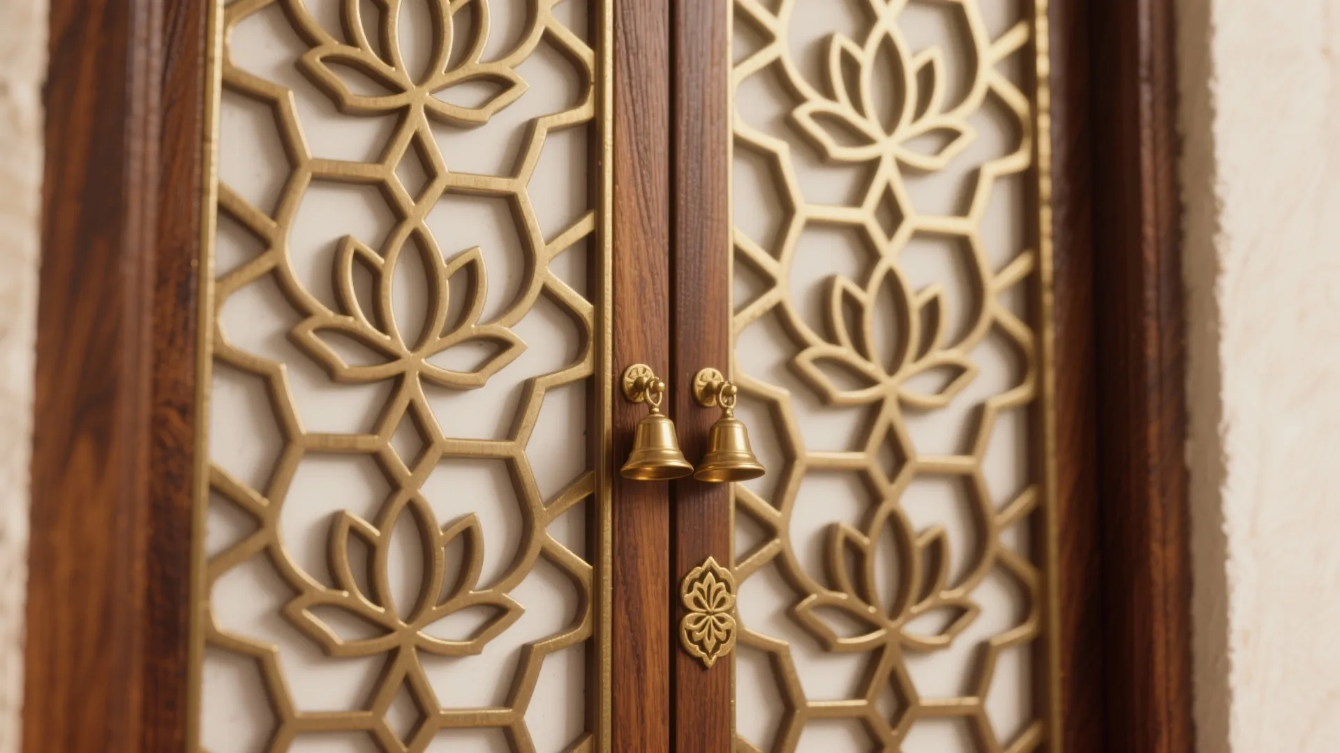 Minimal Brass-Accented Jaali Doors