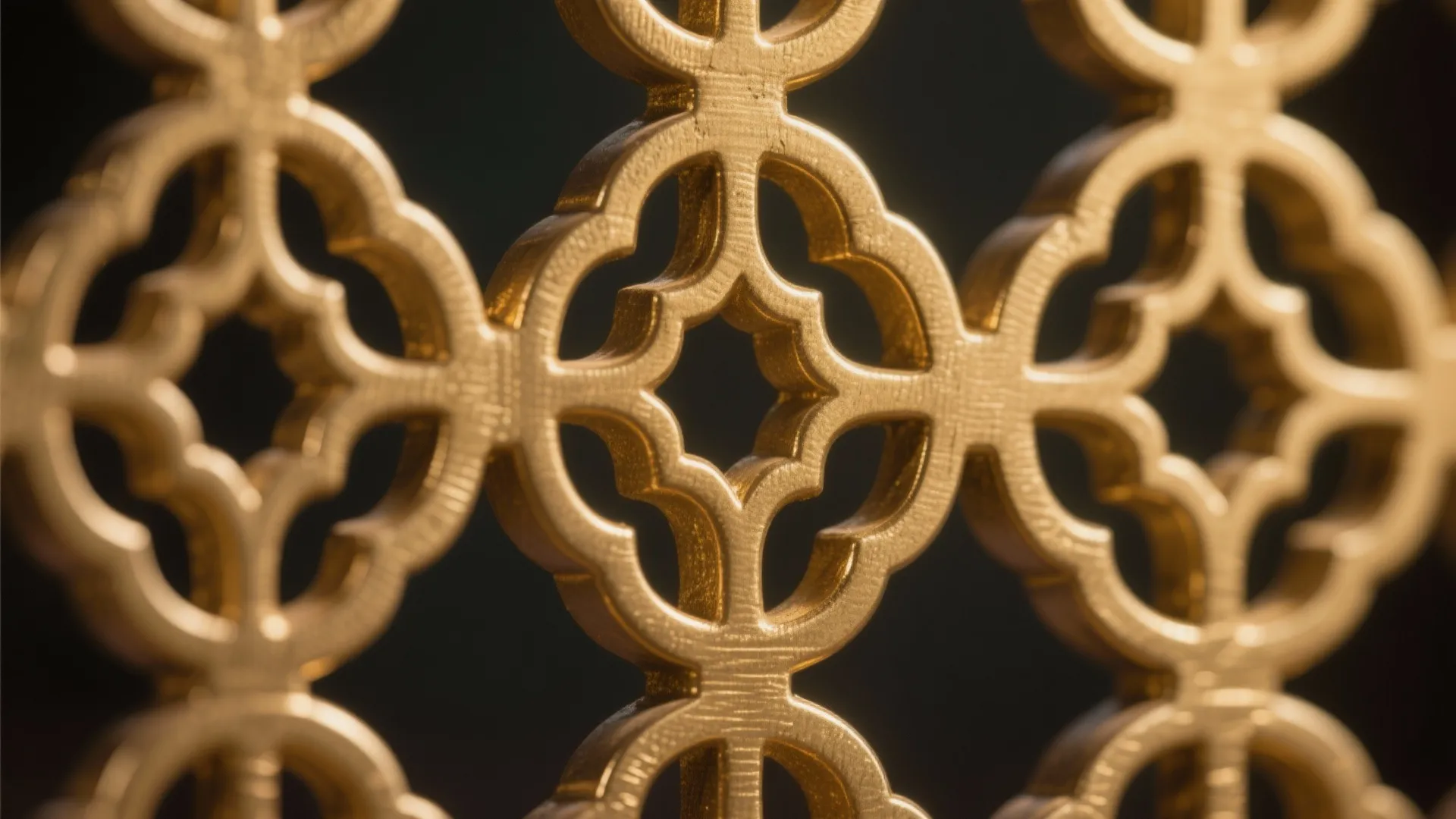 3) Brass lattice jali as a half-height partition