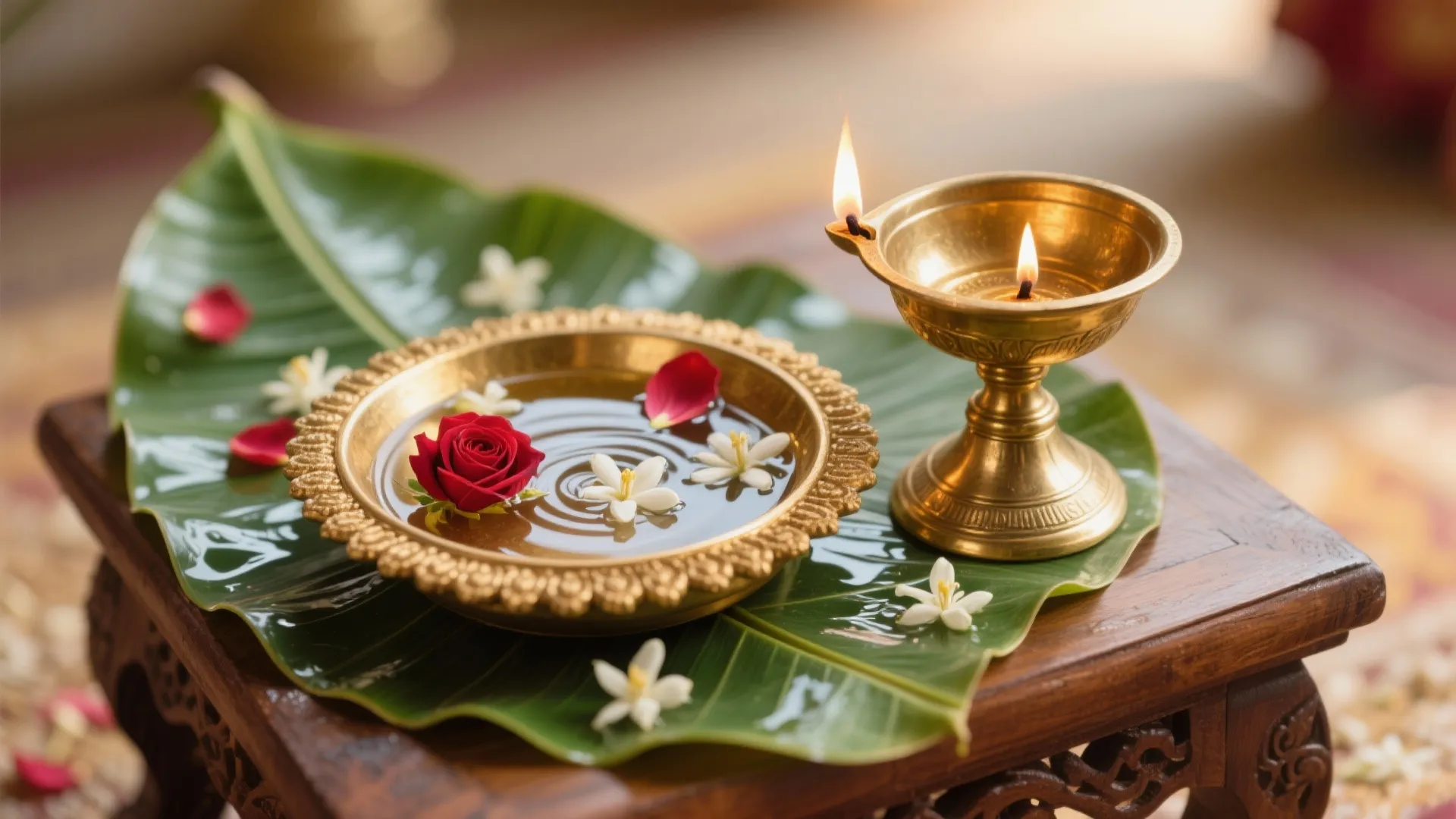 Textures that Shine: Brass, Kansa & Banana Leaf Accents