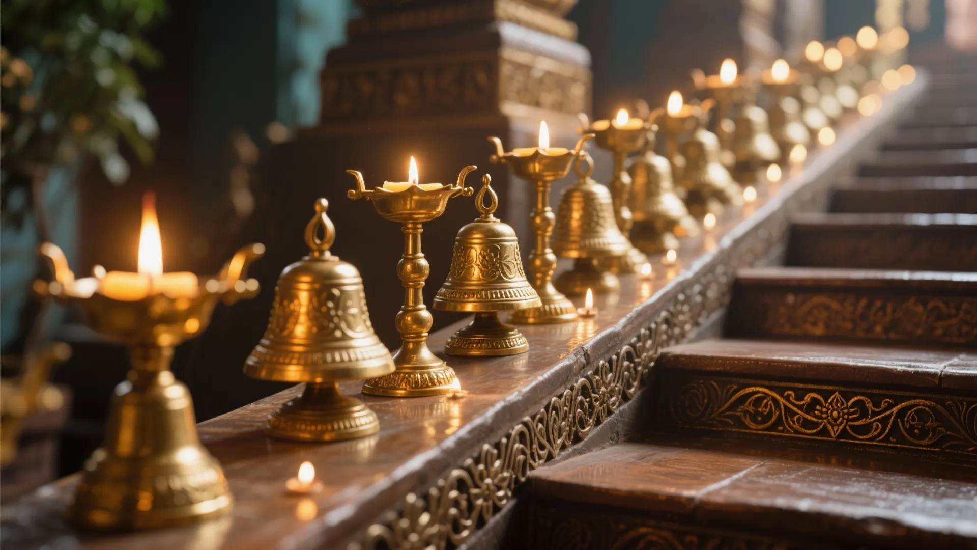 Traditional brass elements on the steps