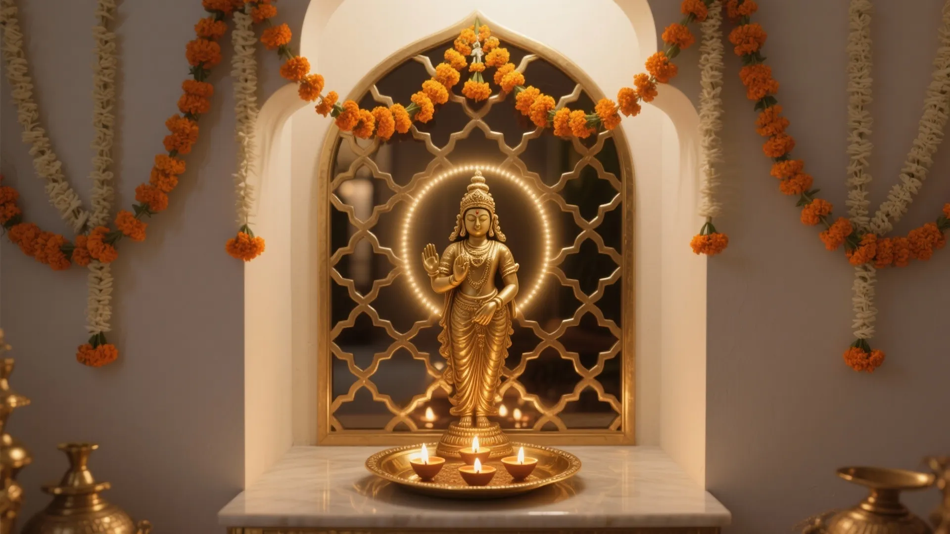 Brass Lattice and Marigold Warmth