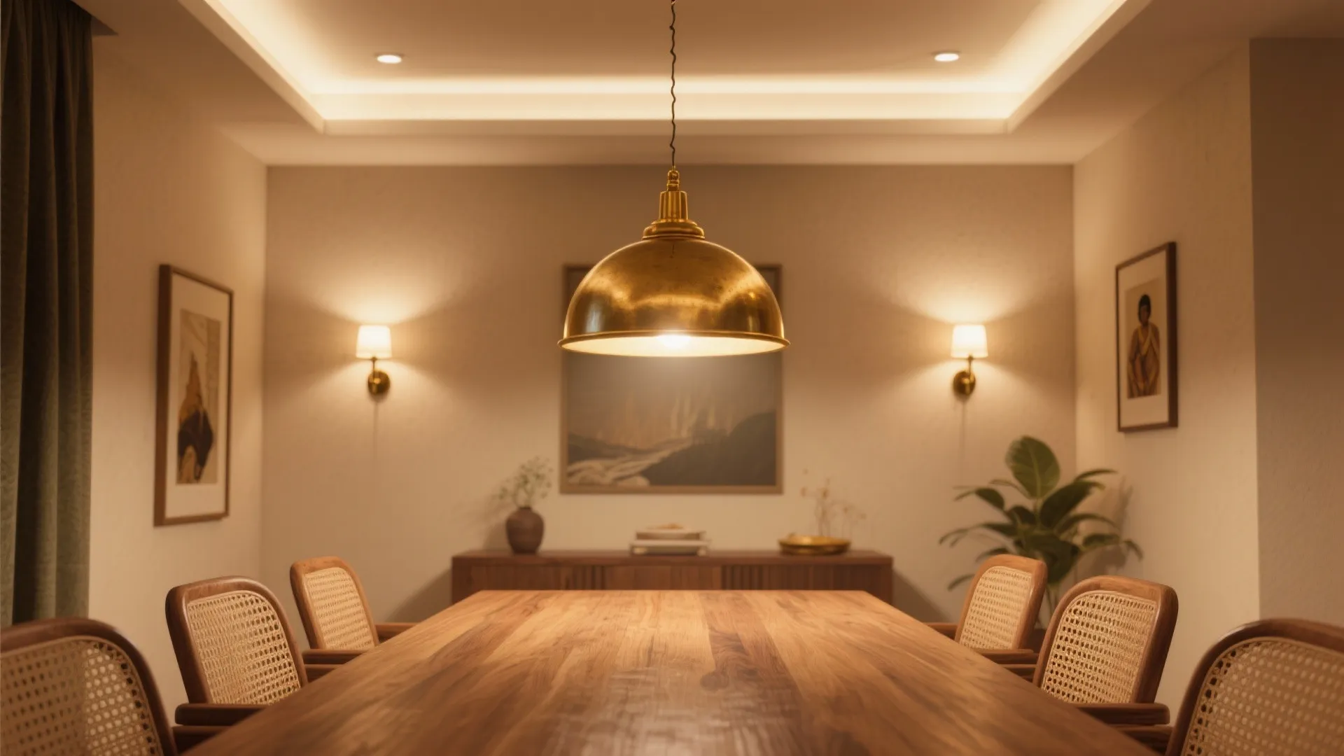 Layered Lighting with Brass Accents
