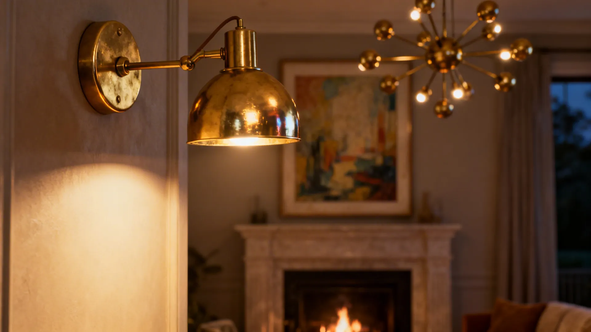 4. Layer lighting with brass accents