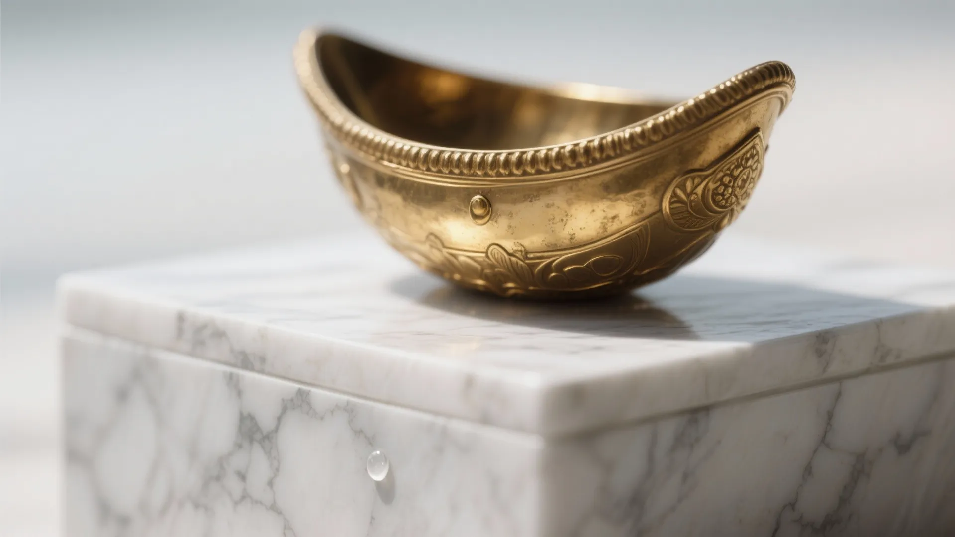 Brass Kalash on a Marble Plinth