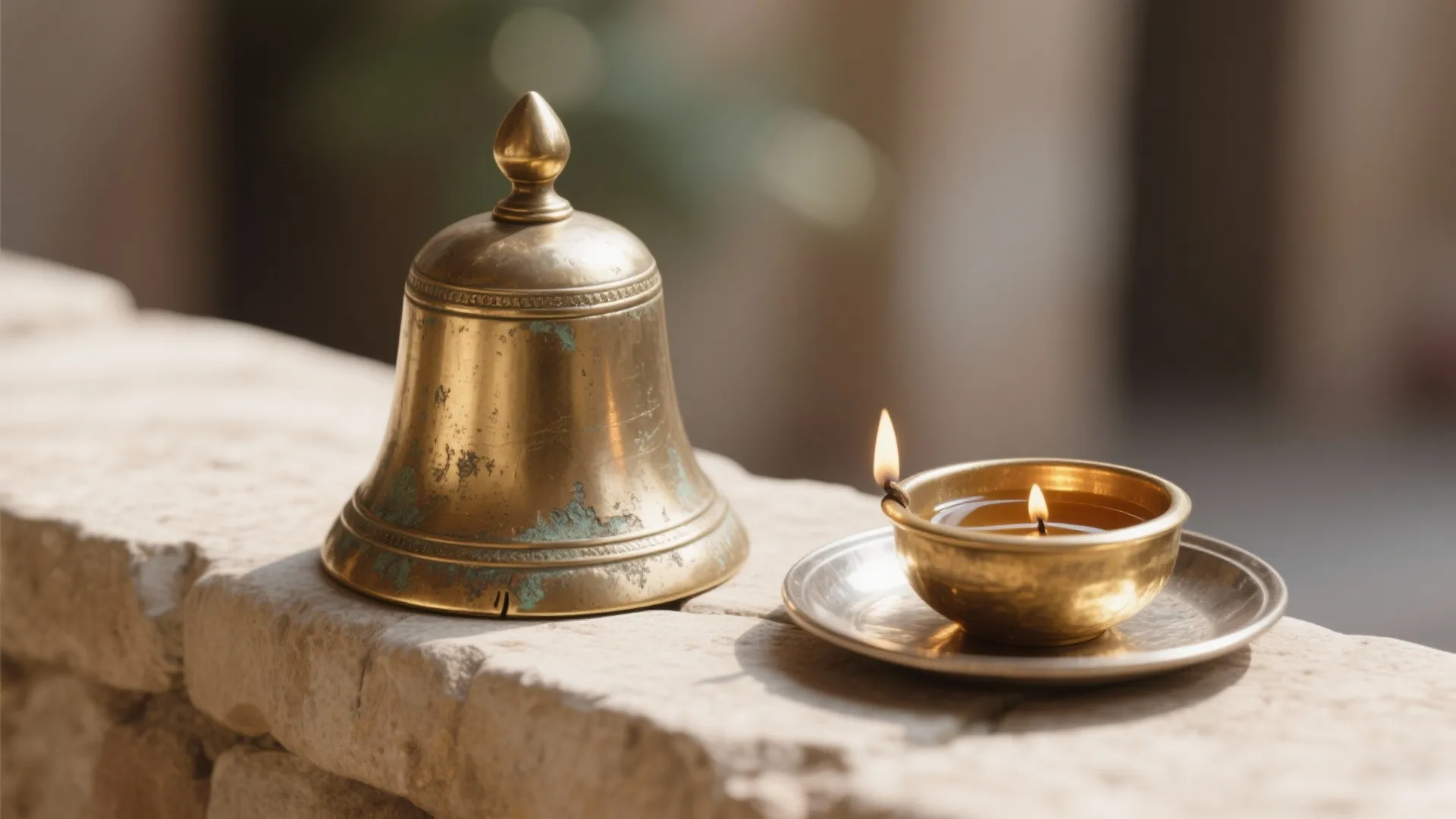 Warm brass, natural stone, and soft neutrals