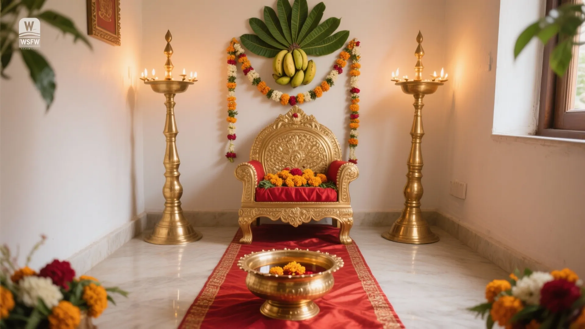 1) A Brass-and-Marigold Mandapam that Feels Sacred, Not Stuffy