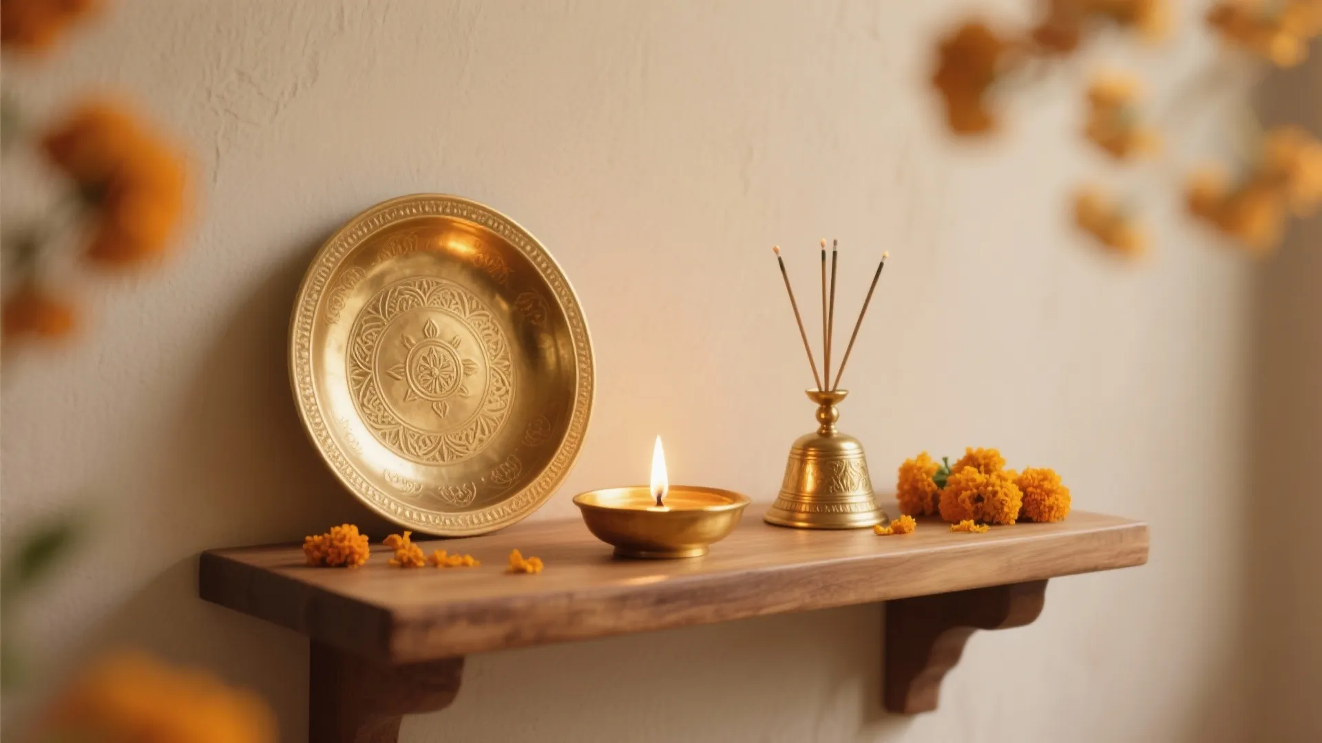 Brass Minimalism: Etched Motifs + Warm Glow