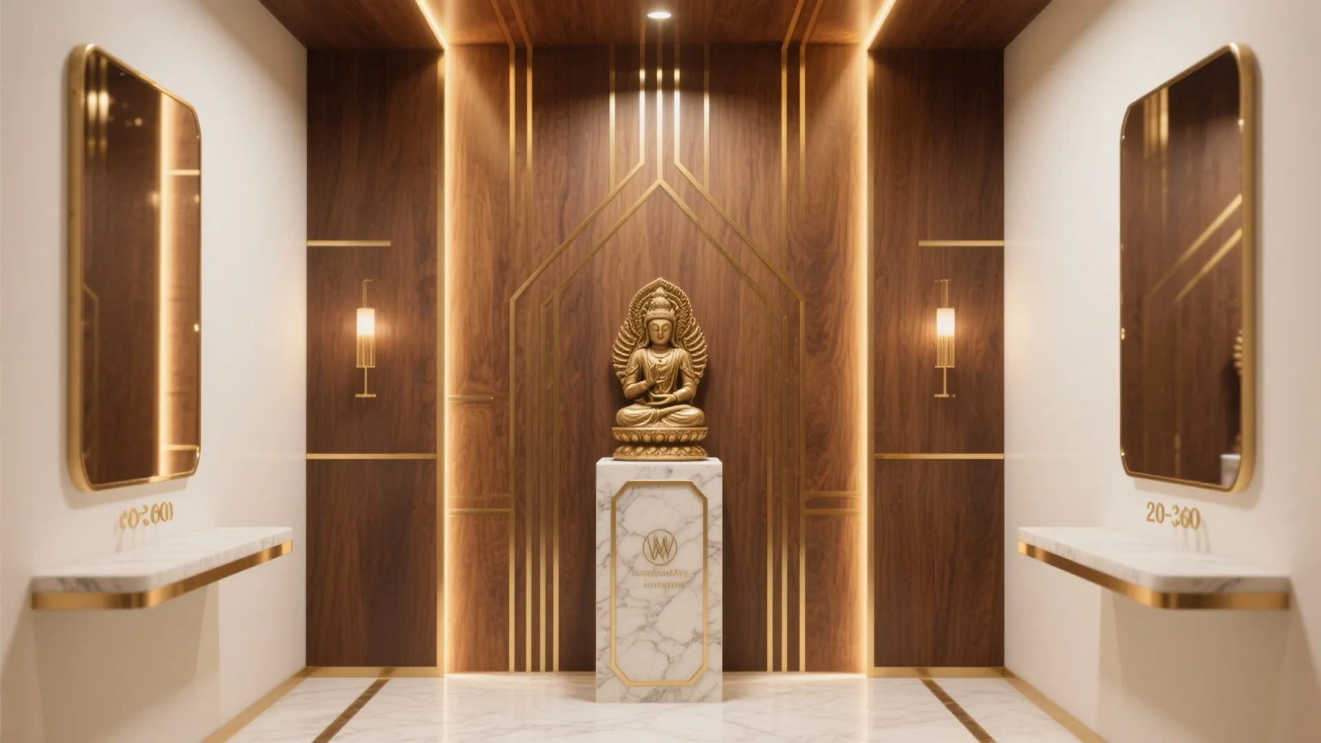 Idea 3: Brass and mirror inlay for luminous geometry