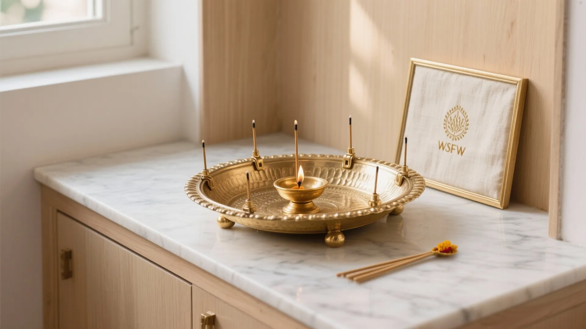 Minimal Brass Thali with Modular Holders