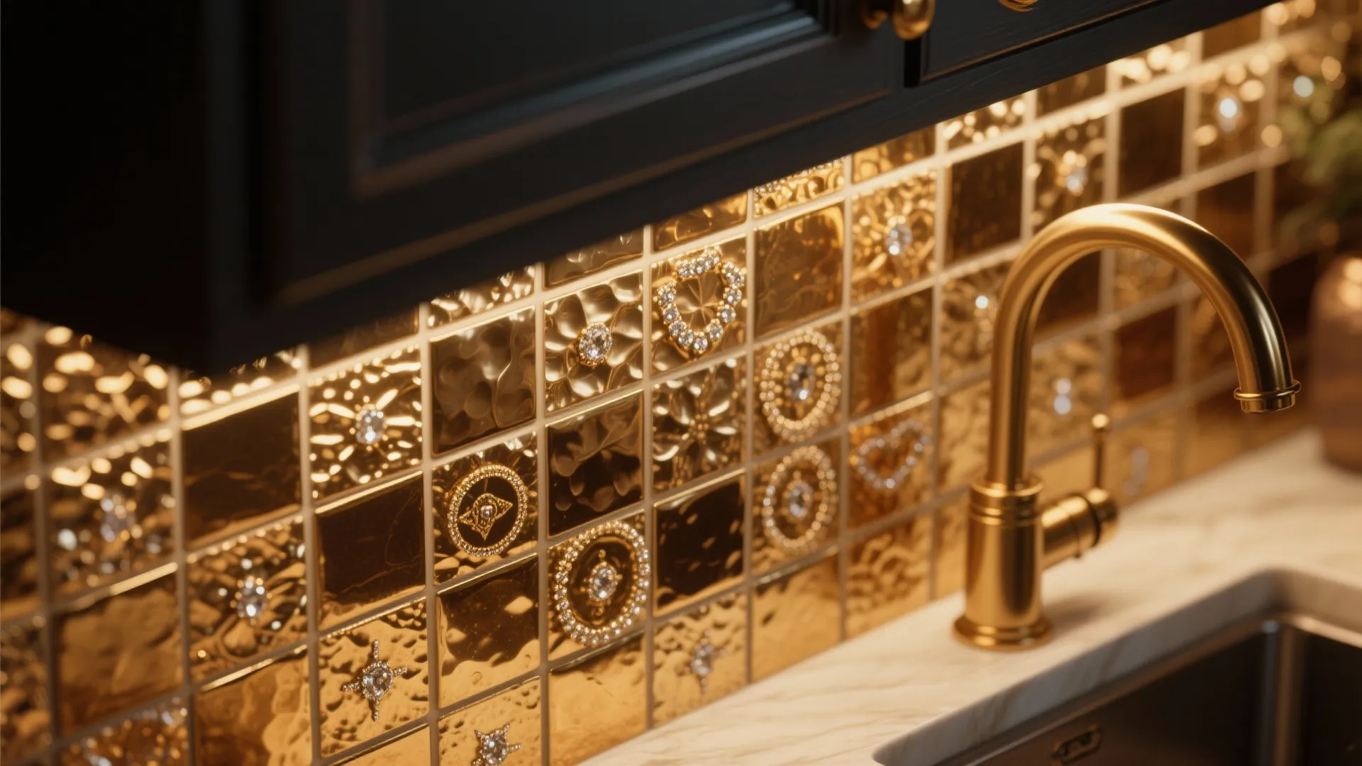 3. Metallic or Brass-Accented Mosaic