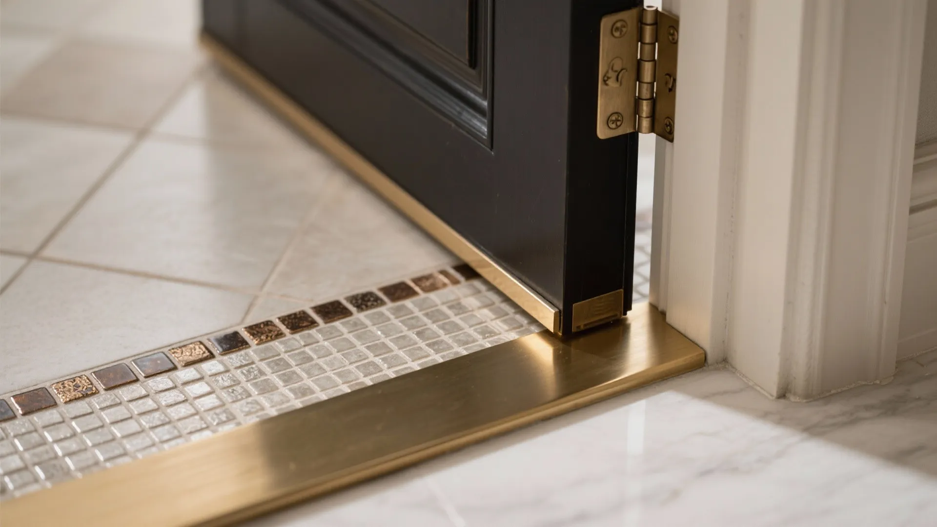 Metal accents and mosaic sparkle for a luxe threshold