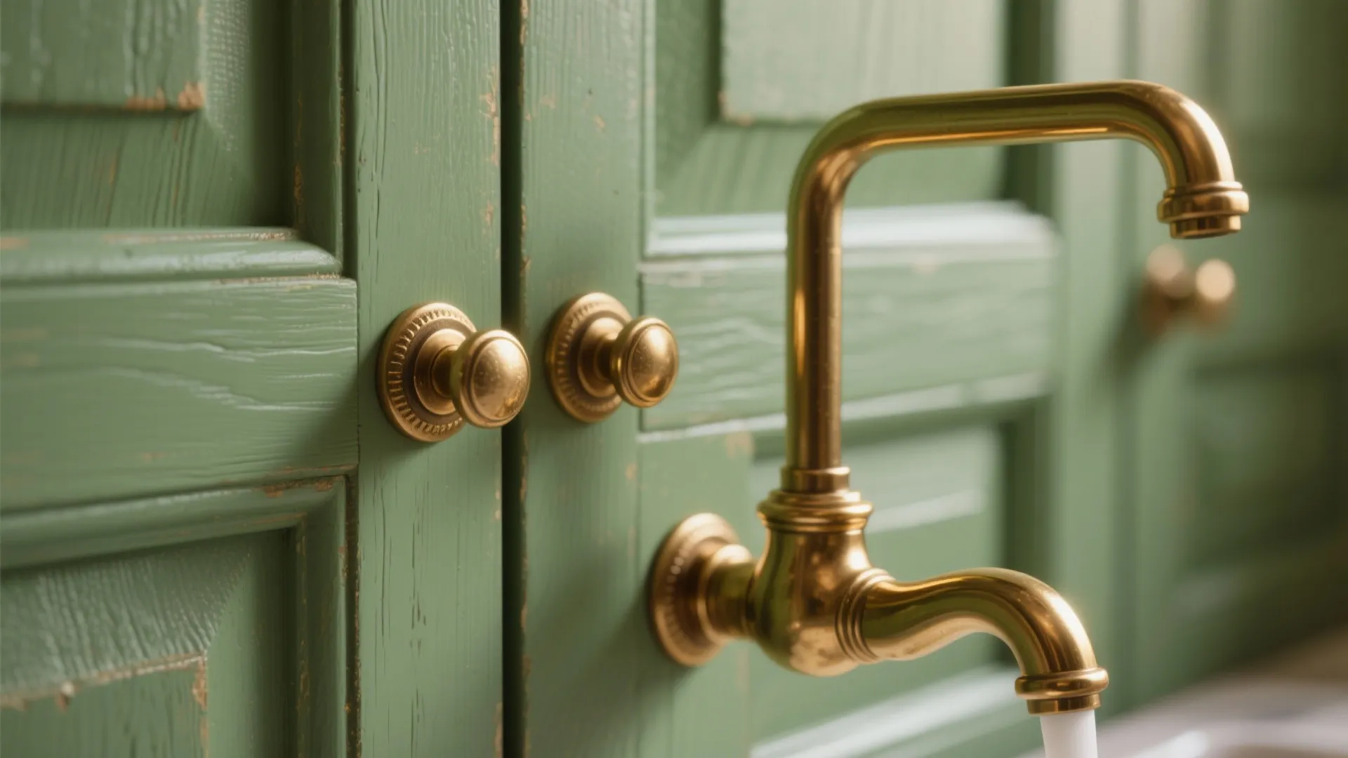 1. Pair vintage green with warm brass accents