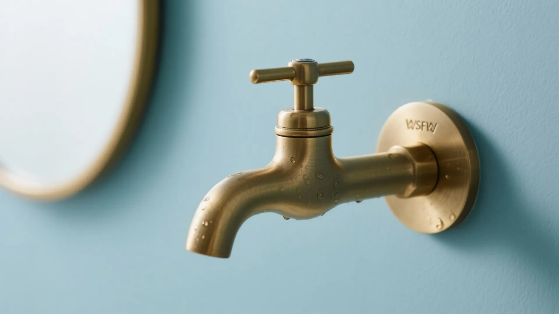 1) Coastal Powder Blue with Warm Brass