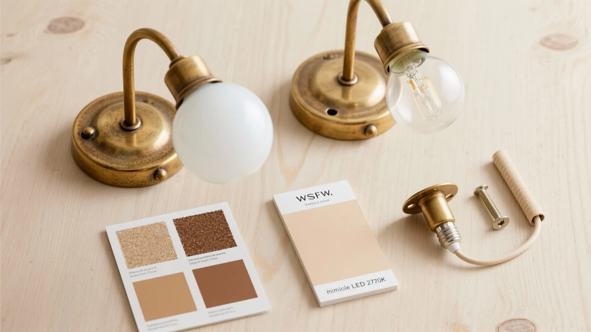 Ornate brass sconces with opal shades