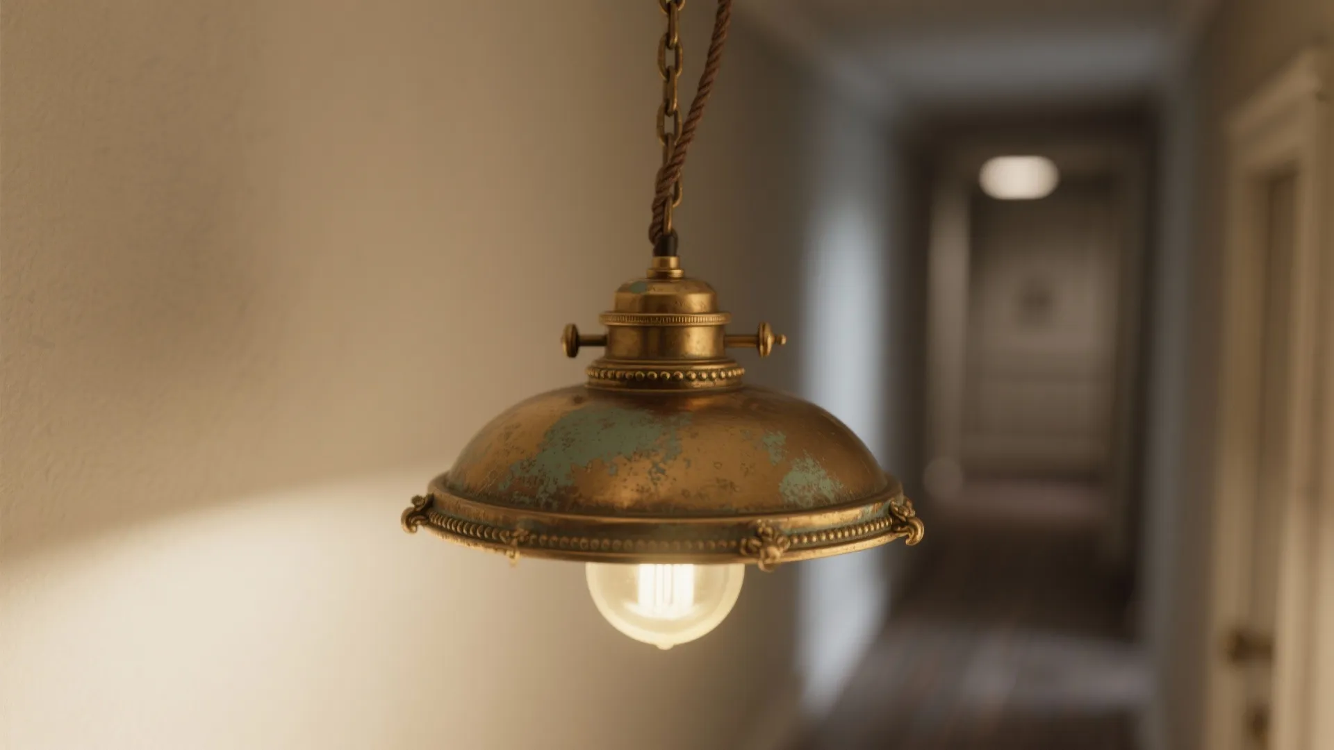 1. Vintage Brass Pendant with Decorative Chain