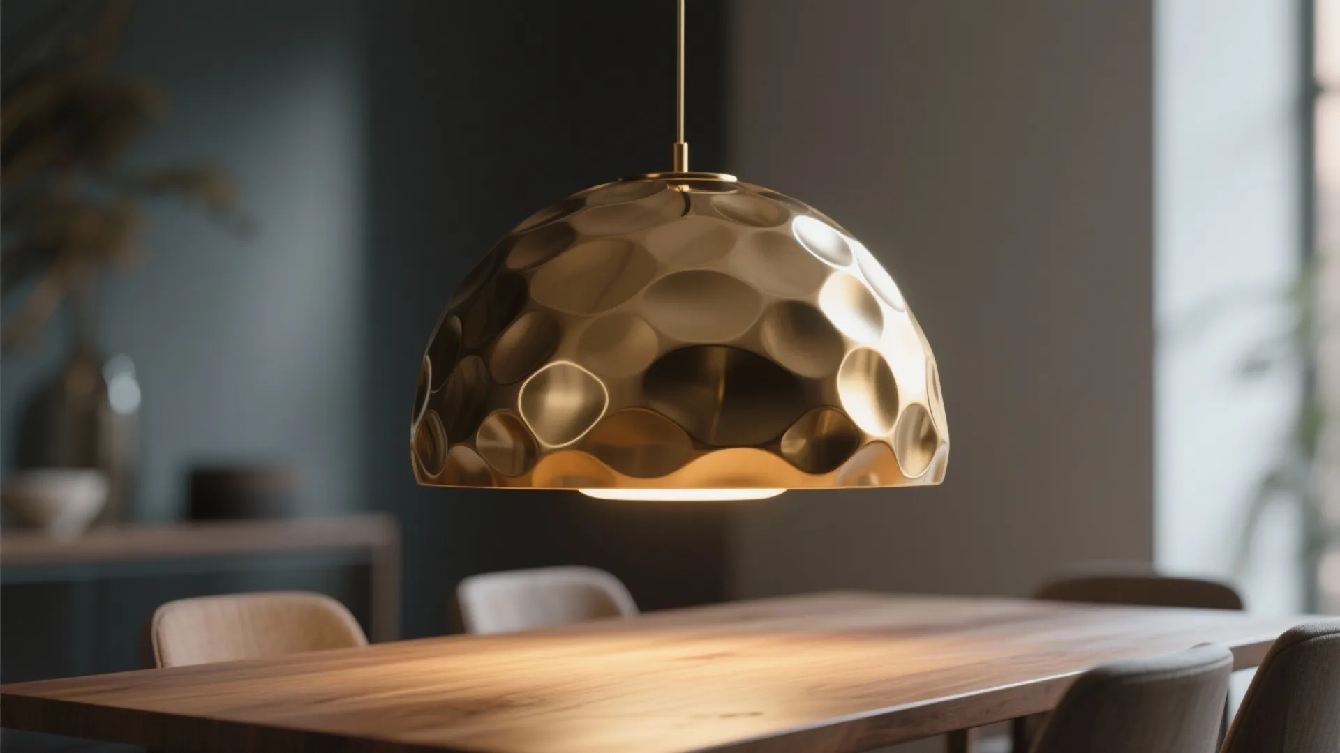 1. Single sculptural pendant as a focal point