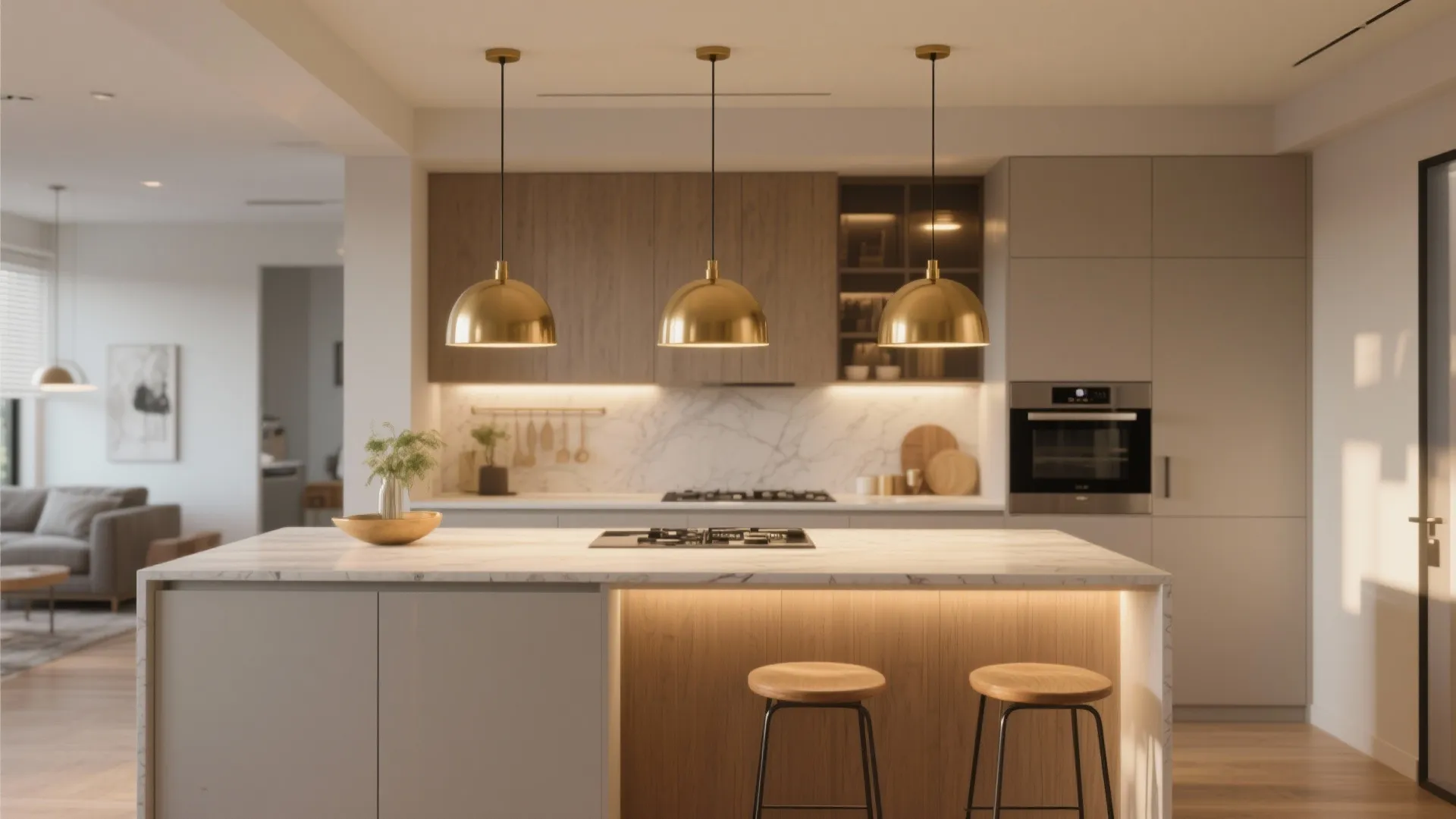 5. Statement Lighting Over the Island