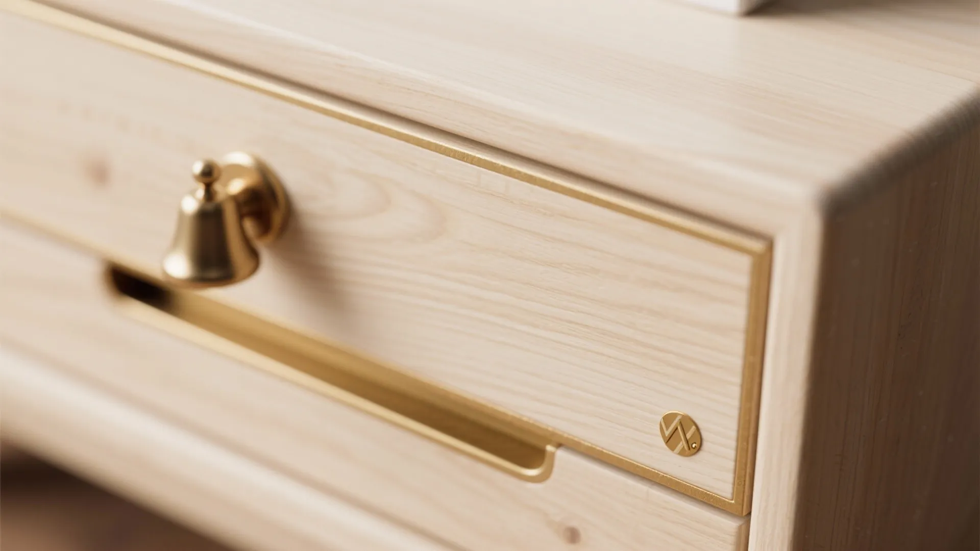 5) Plywood + brass accents, built in and timeless