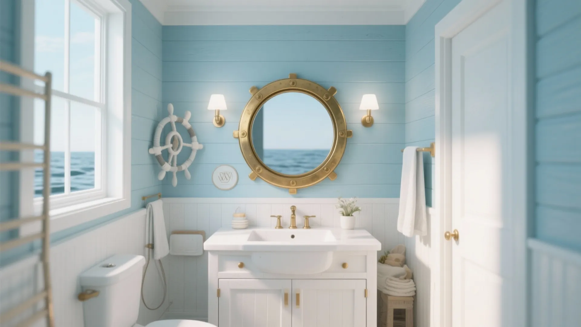 2. Round Porthole-Inspired Mirror