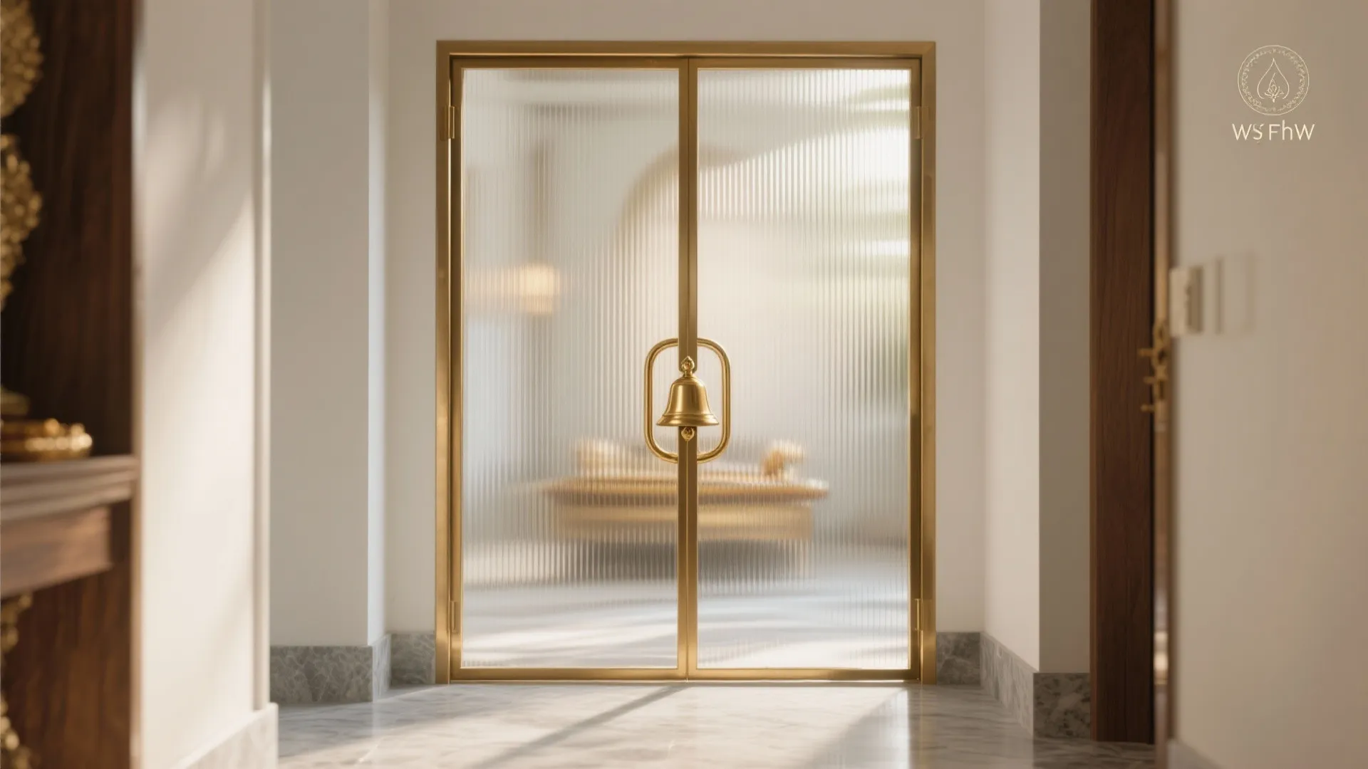 Brass-Framed Reeded (Textured) Glass
