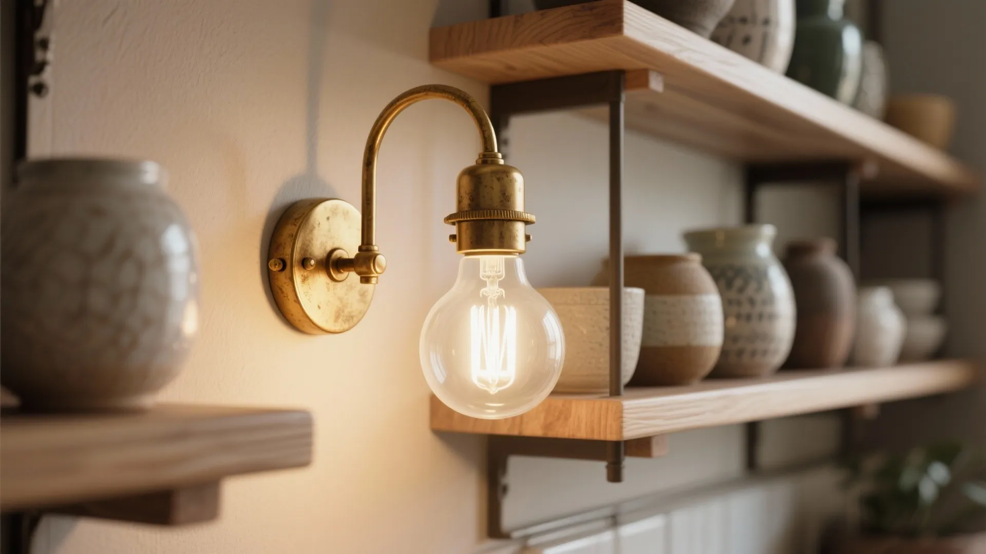 3. Warm Brass Sconce to Add Warmth