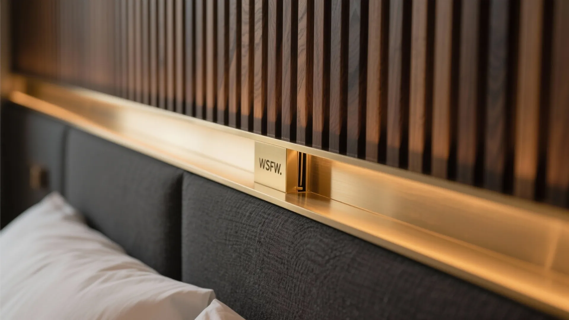 5) Metal-Framed Headboard Wall with Slats