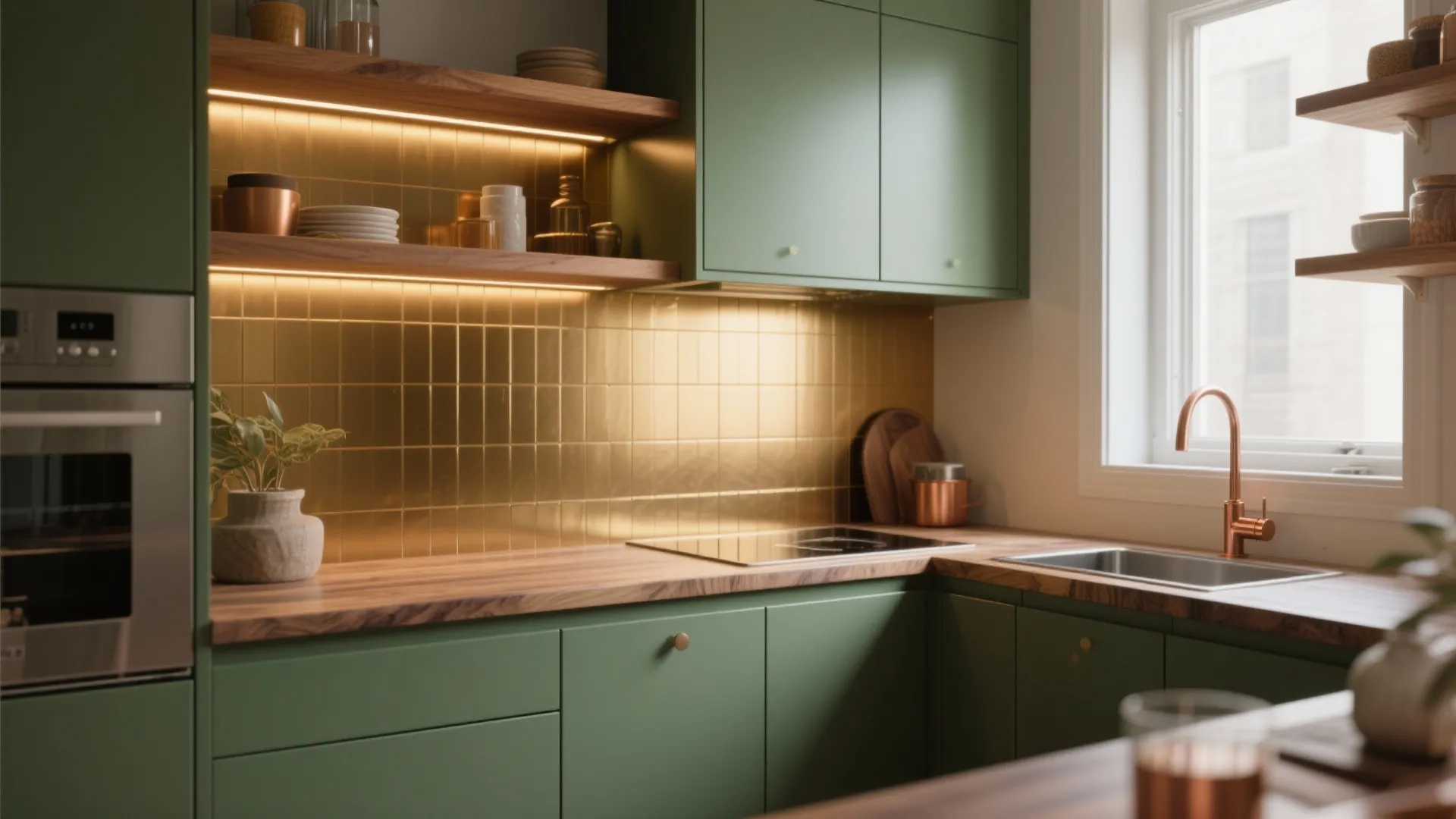Copper or Brass Backsplash Wall (Kitchens That Shine)