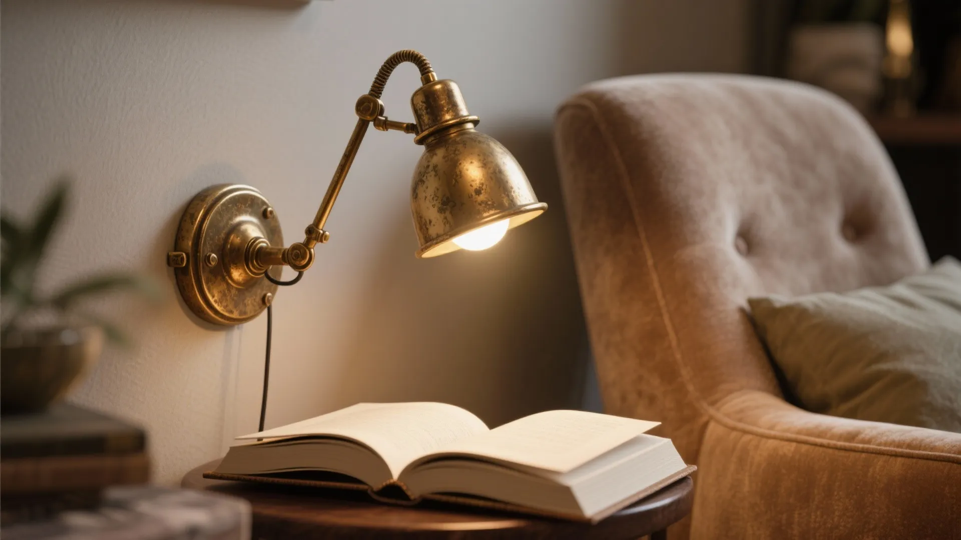 1. Brass Swing-Arm Sconces for Reading Corners