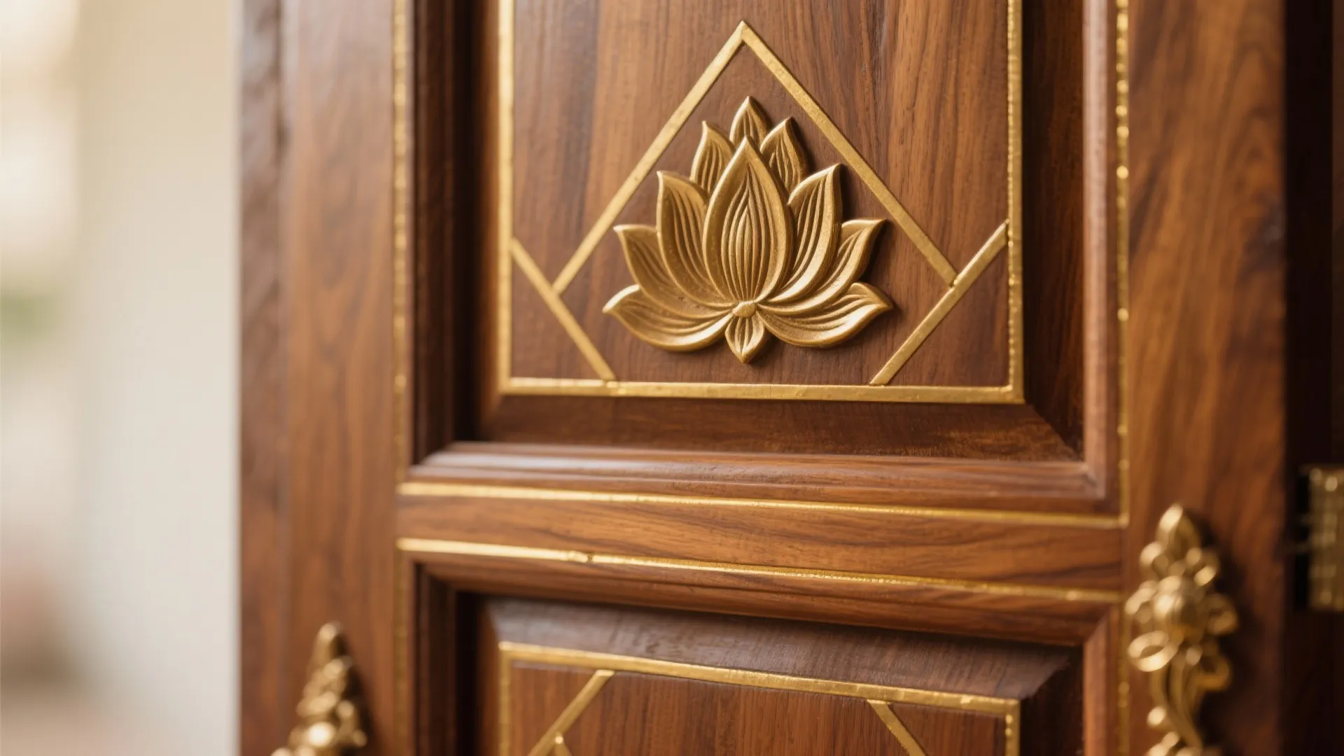 Brass Inlay on Teak: Temple Elegance