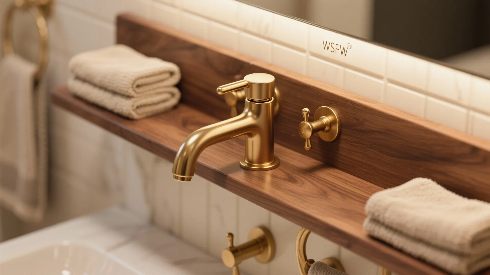 2. Add brass accents and organic wood