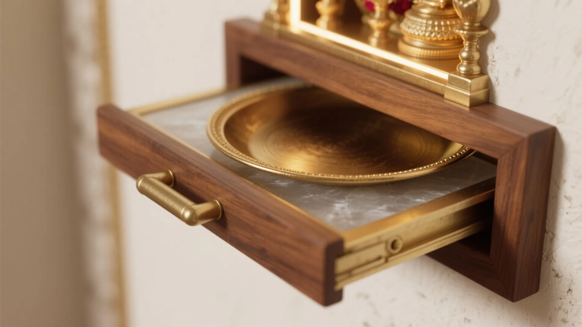 Wall-mounted Mandir with Hidden Storage