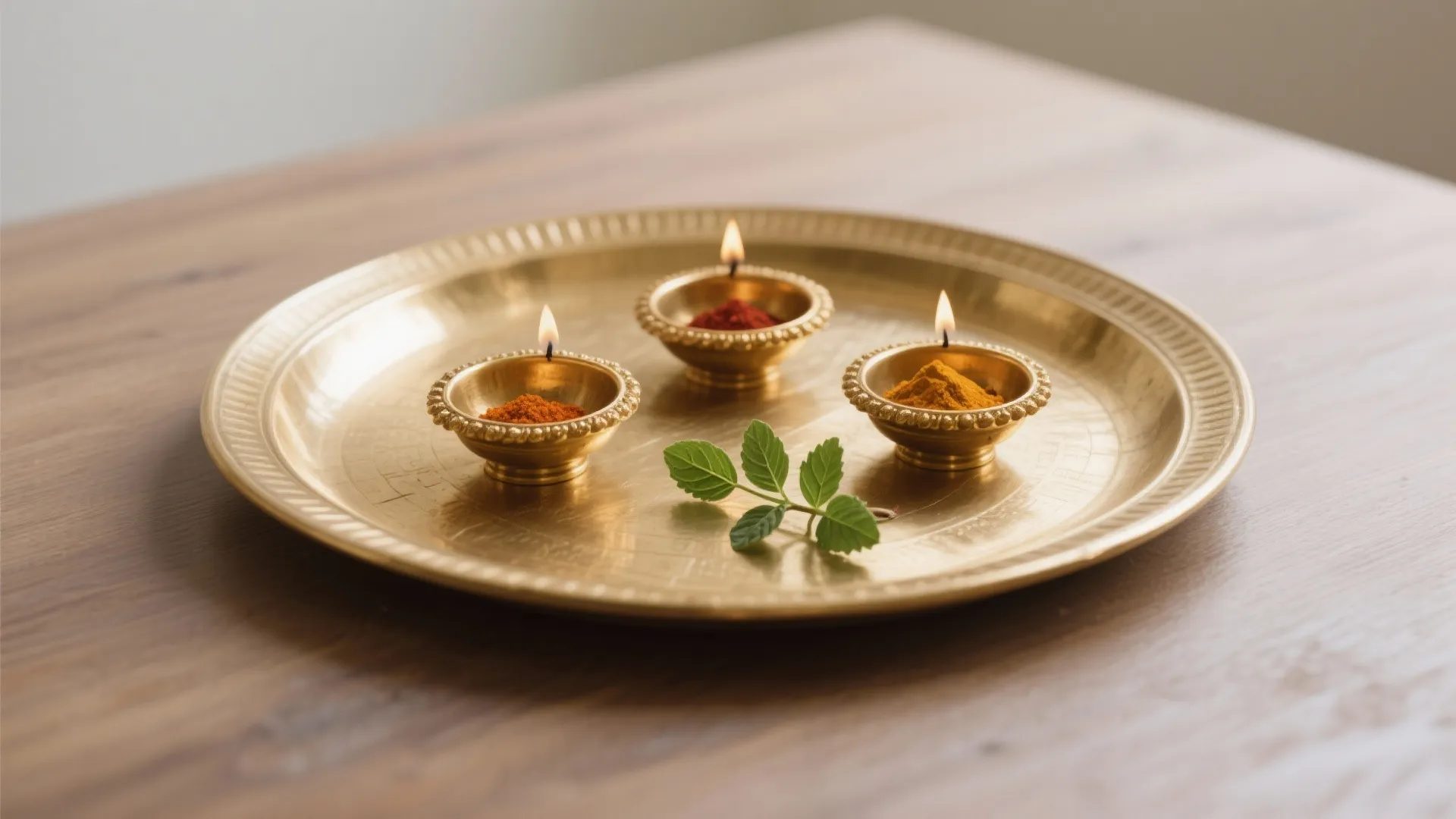 Minimalist Brass Thali, Layered with Calm Symmetry