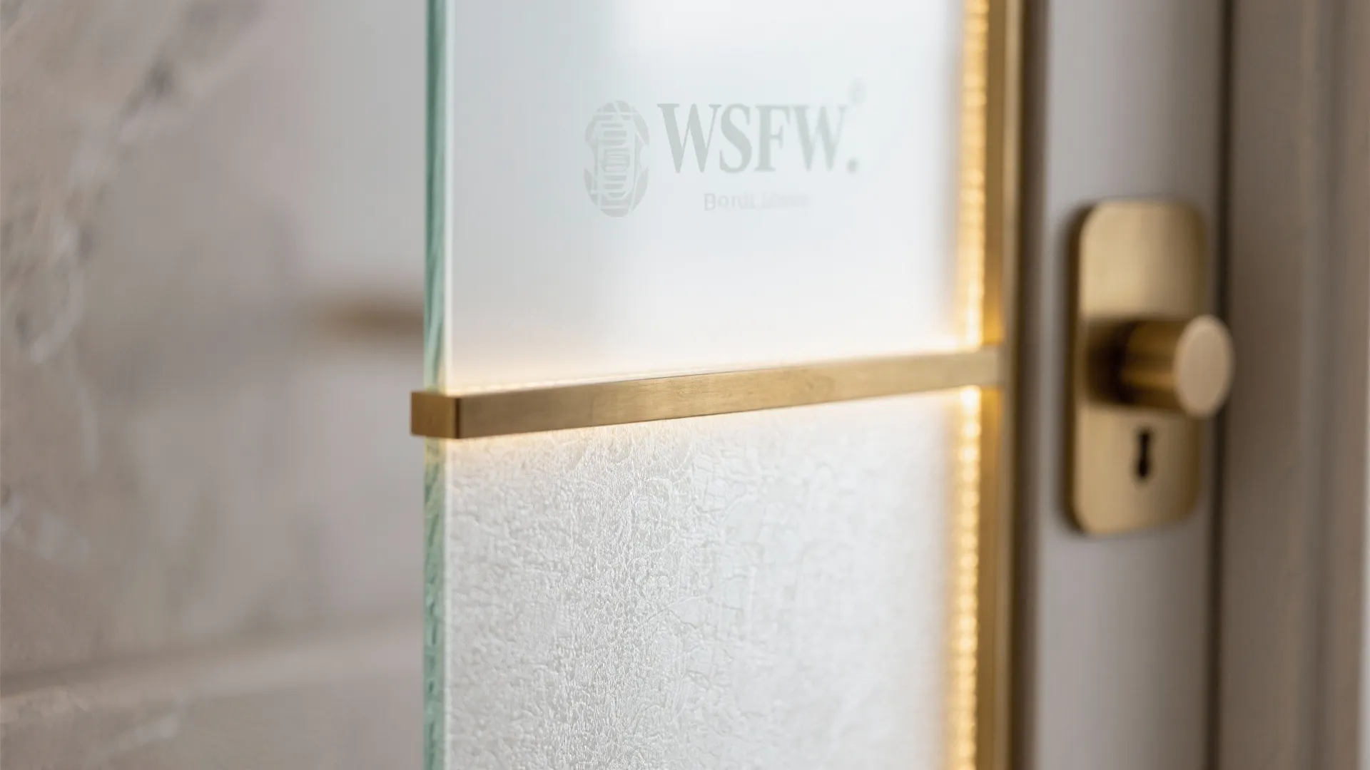 Frosted Glass with Brass Trim