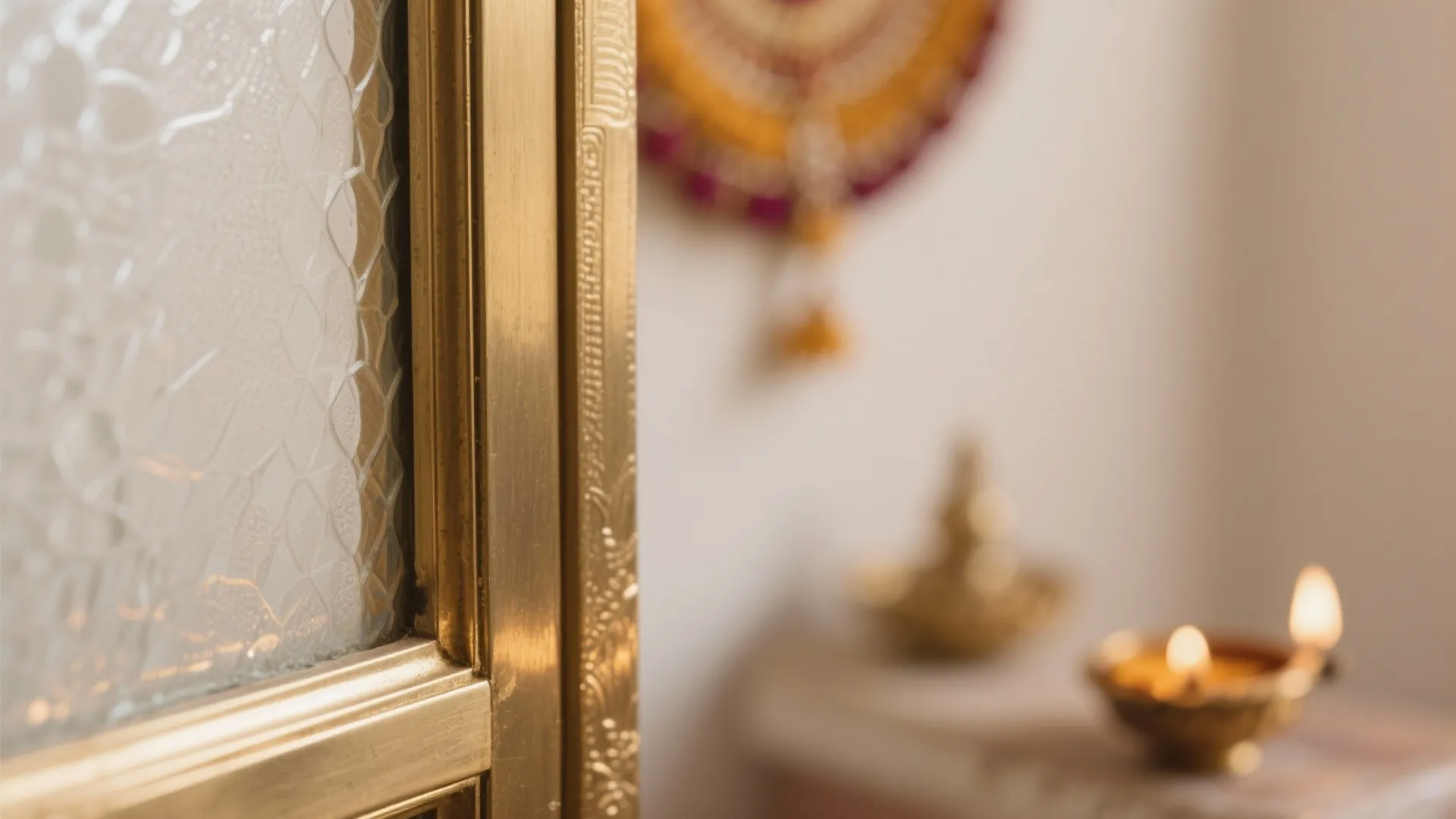 Frosted Glass with Brass Trims