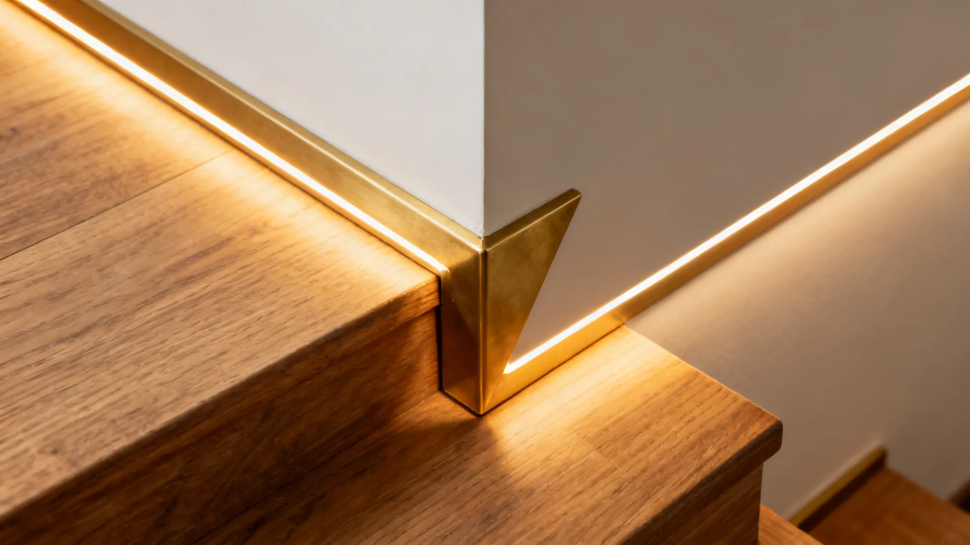 3) Floating step niche with brass accents