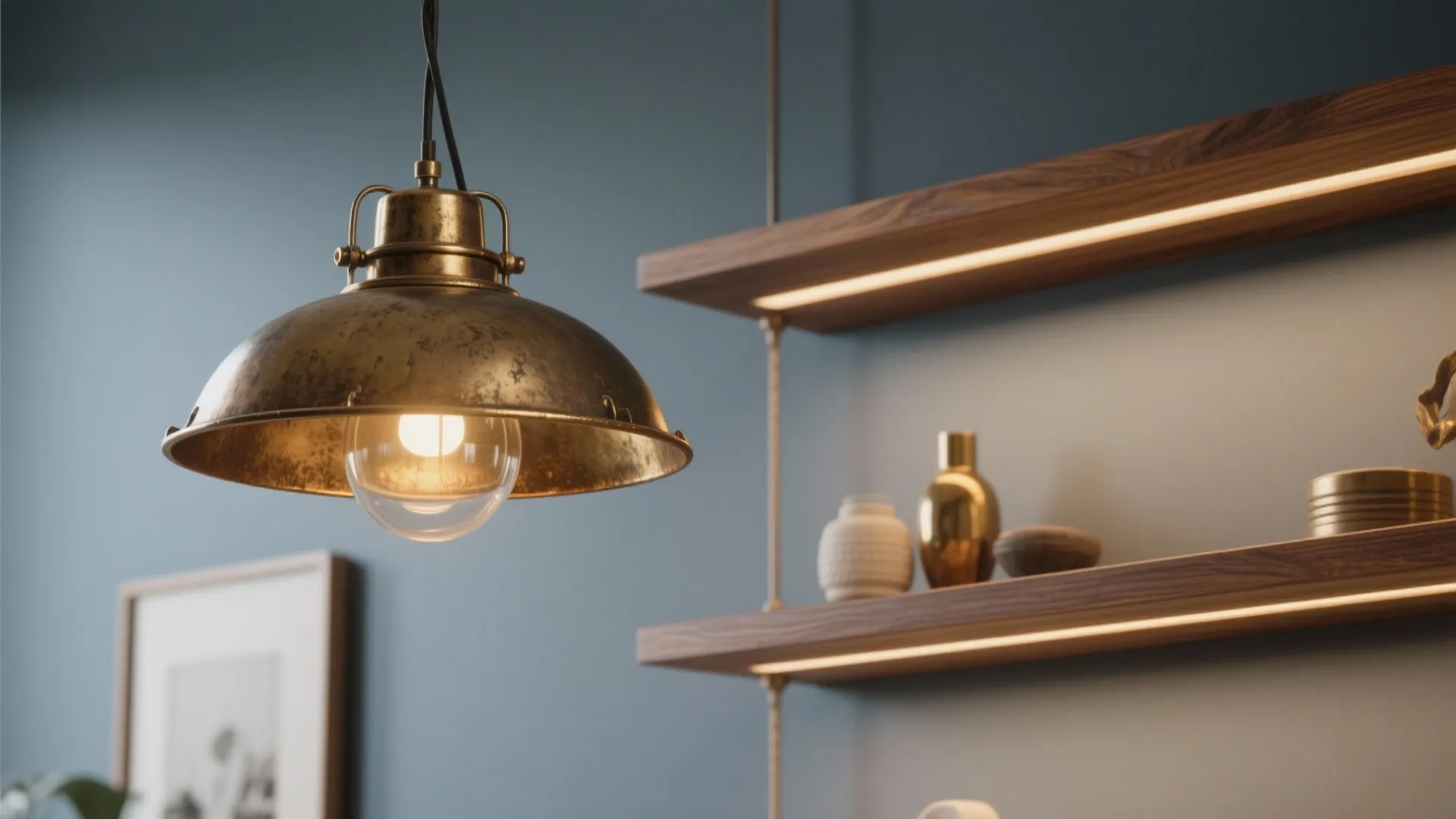 3. Use warm metallics and wood trims as accent highlights