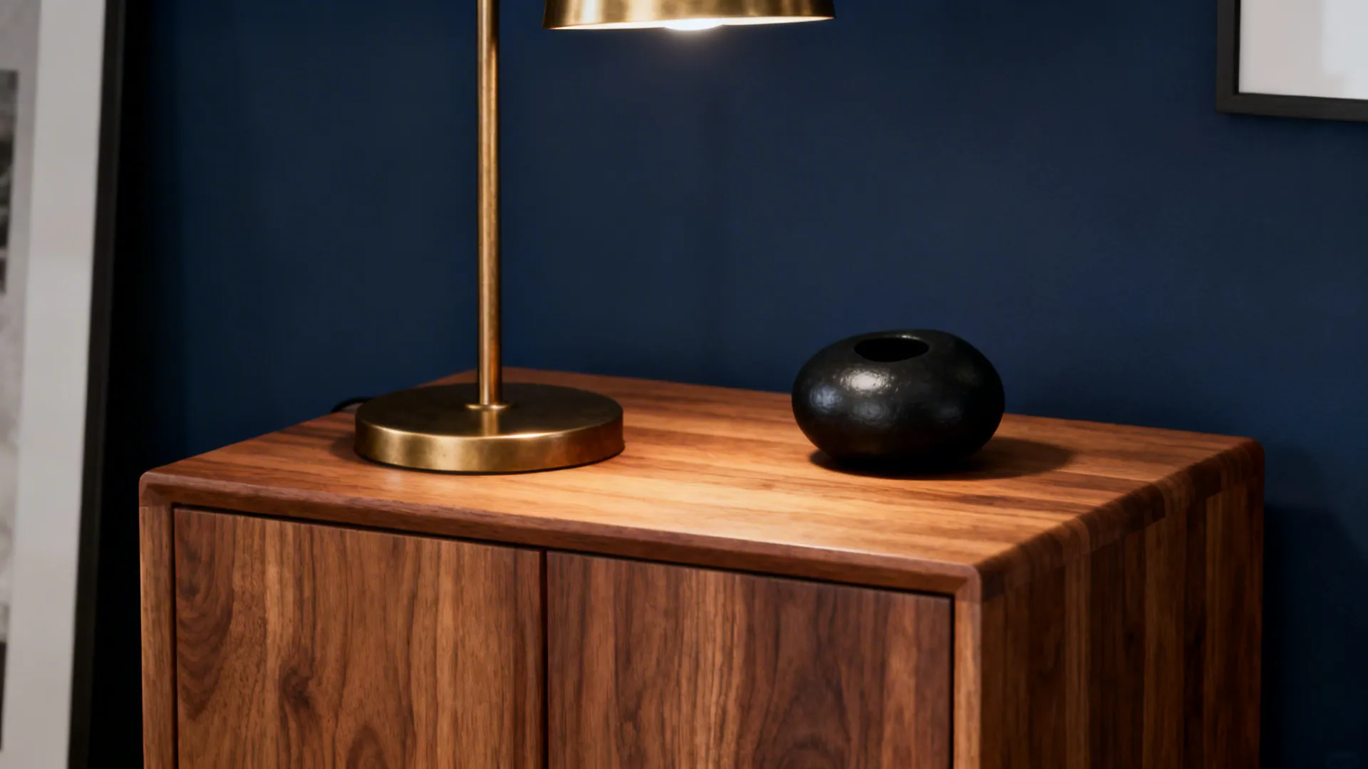 3. Balance with metallic accents and warm wood