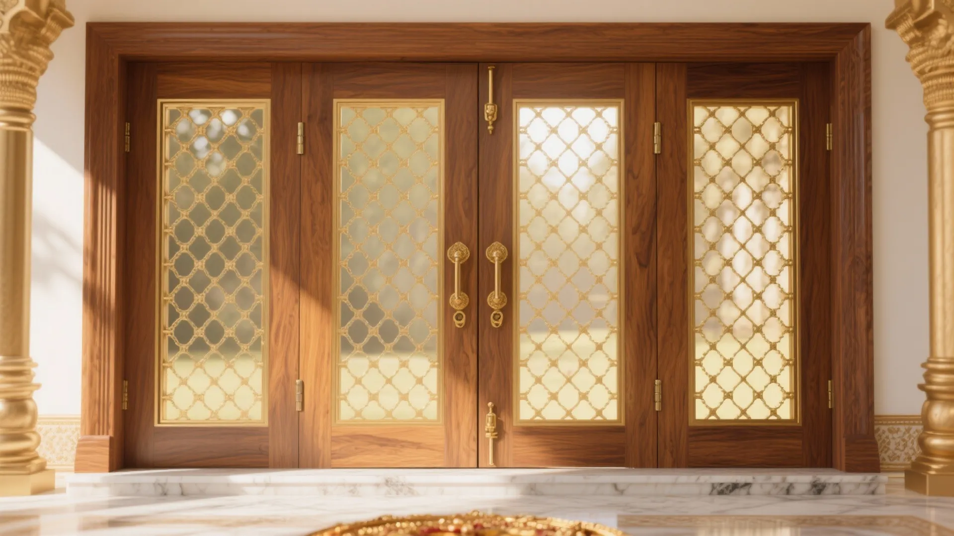 Brass and Wood Lattice Doors for a Luxe Touch