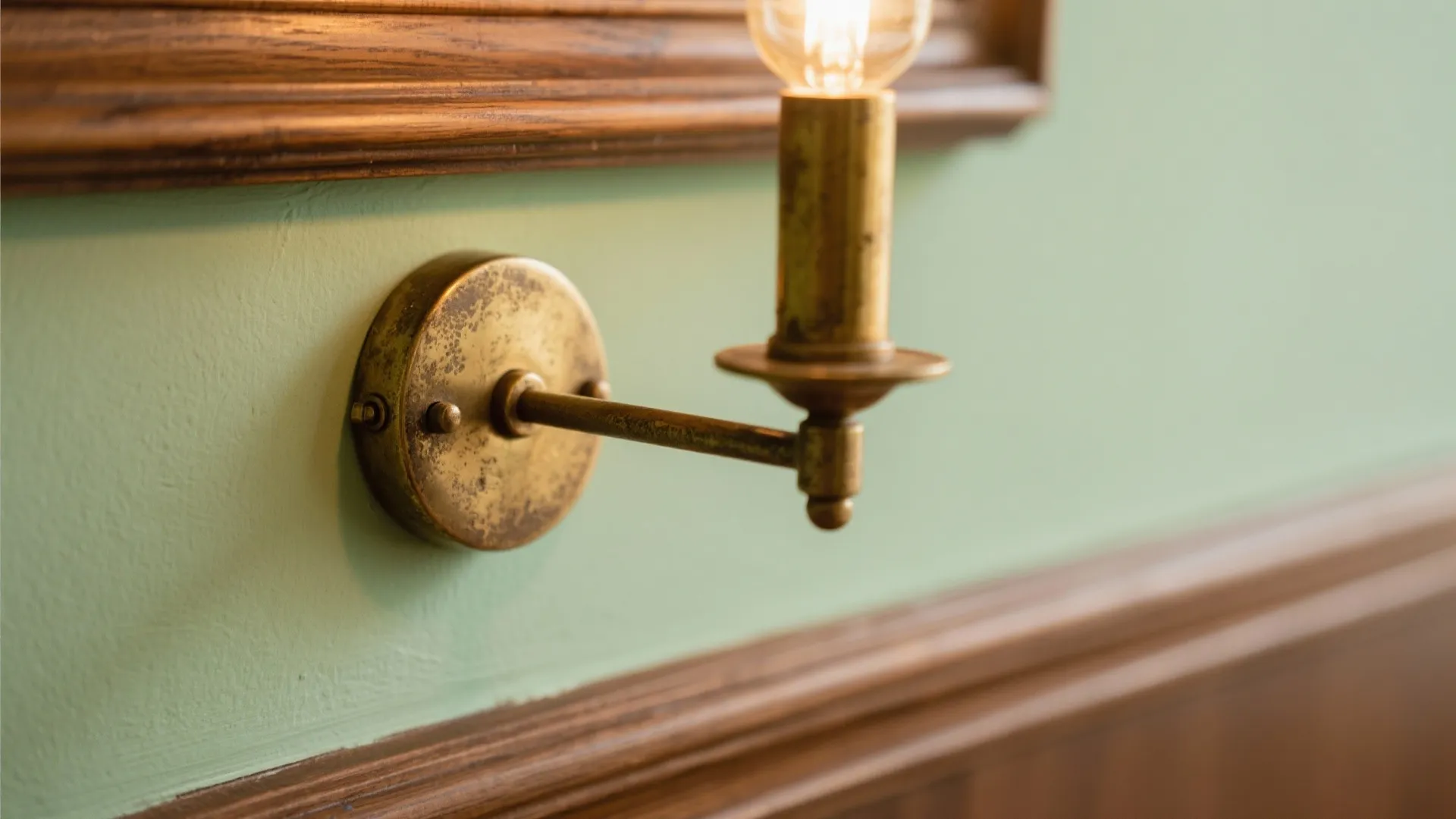 Warm Woods & Brass with Light Green Walls