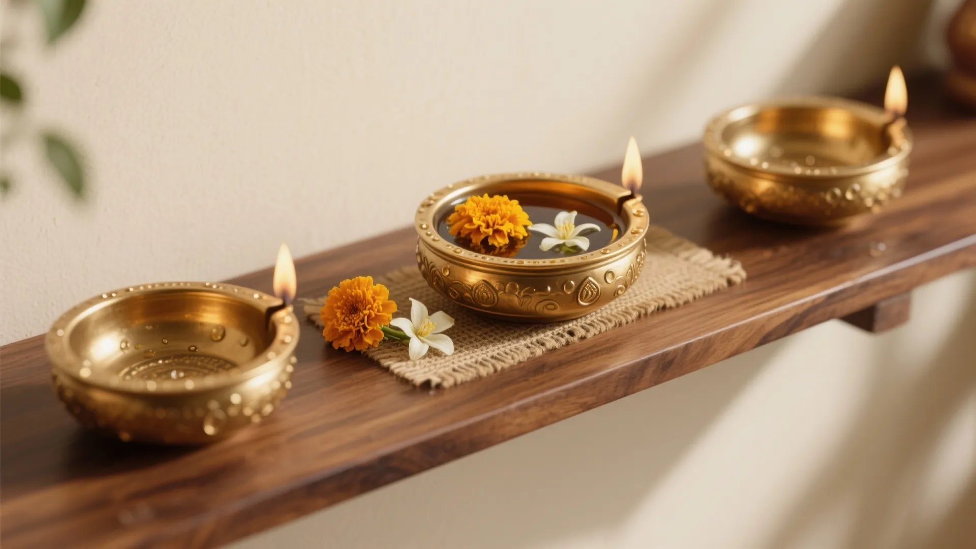 Brass and Wood Accents for Warmth and Balance