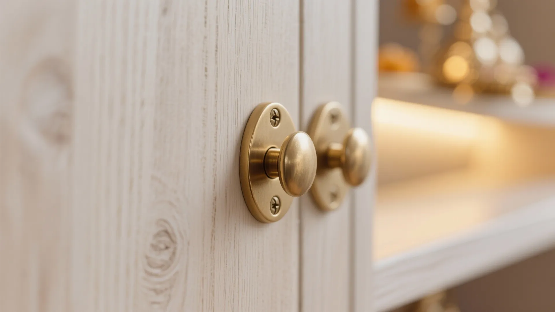 Warm Wood Accents with Brass Details