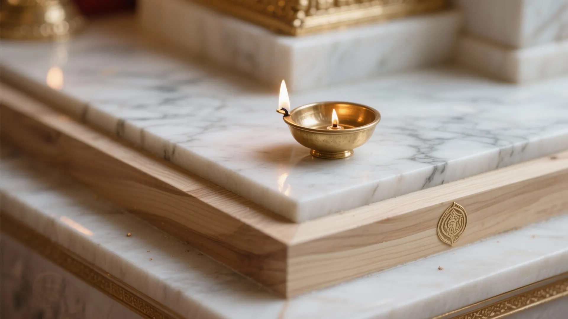 Brass, wood, and marble: timeless material mix