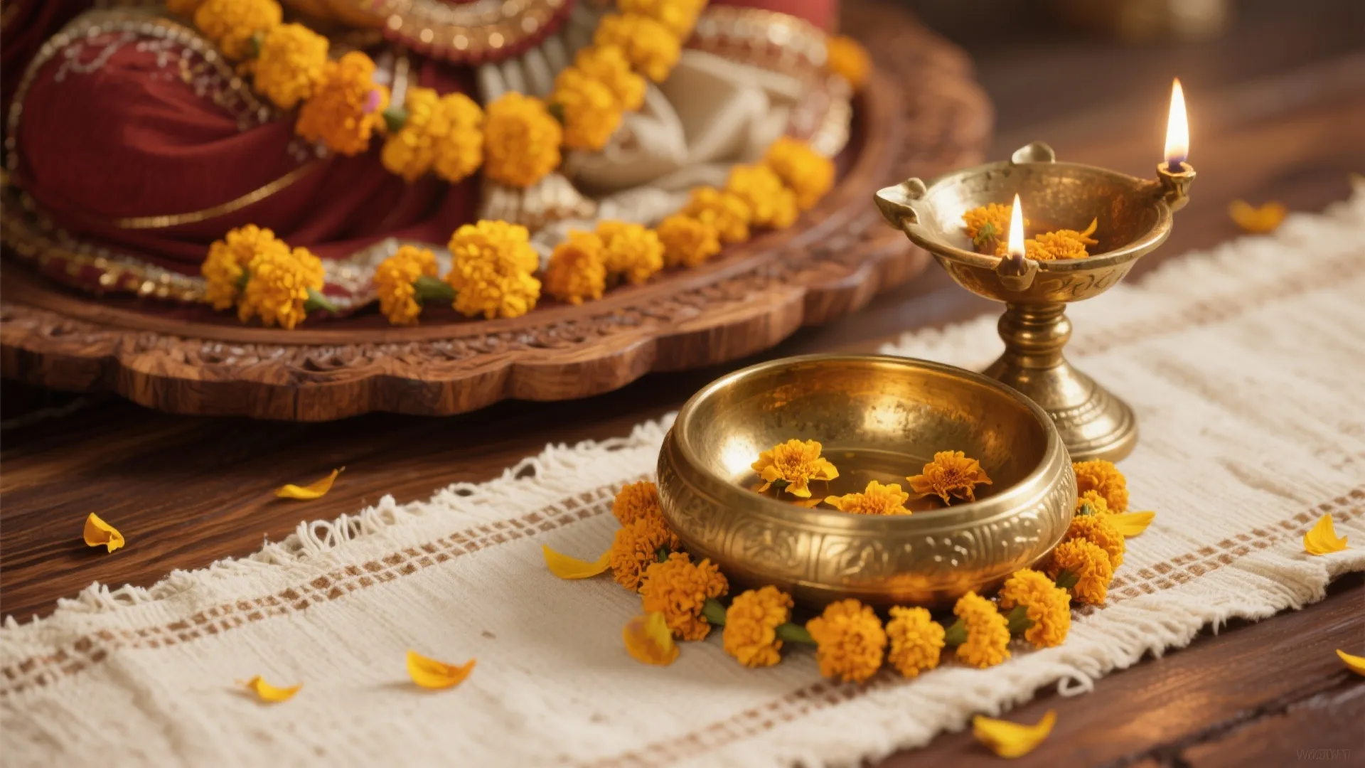 Warmth with Wood, Brass, and Textiles