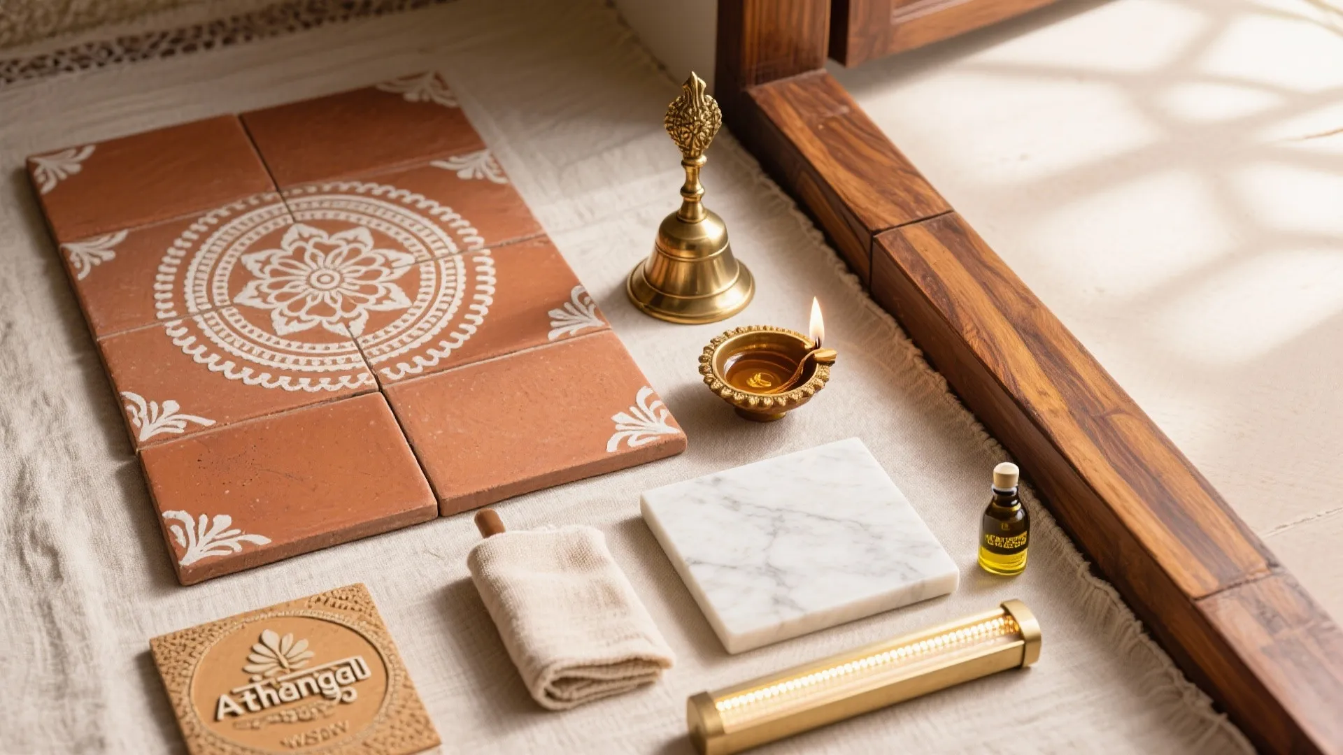 Materials That Sing: Brass, Kolam Tiles, and Warm Wood