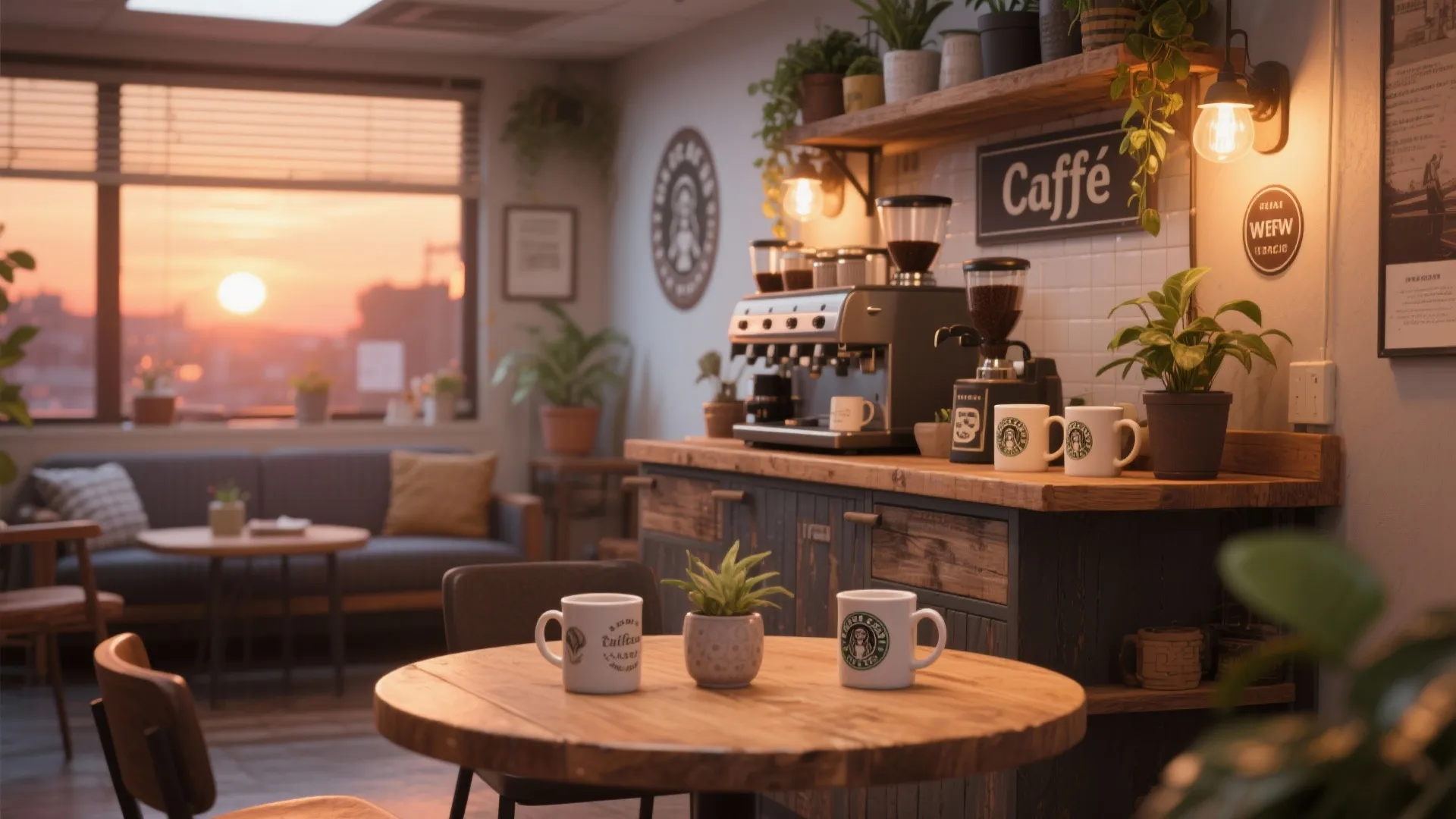 Cozy coffee station in a staff room break area