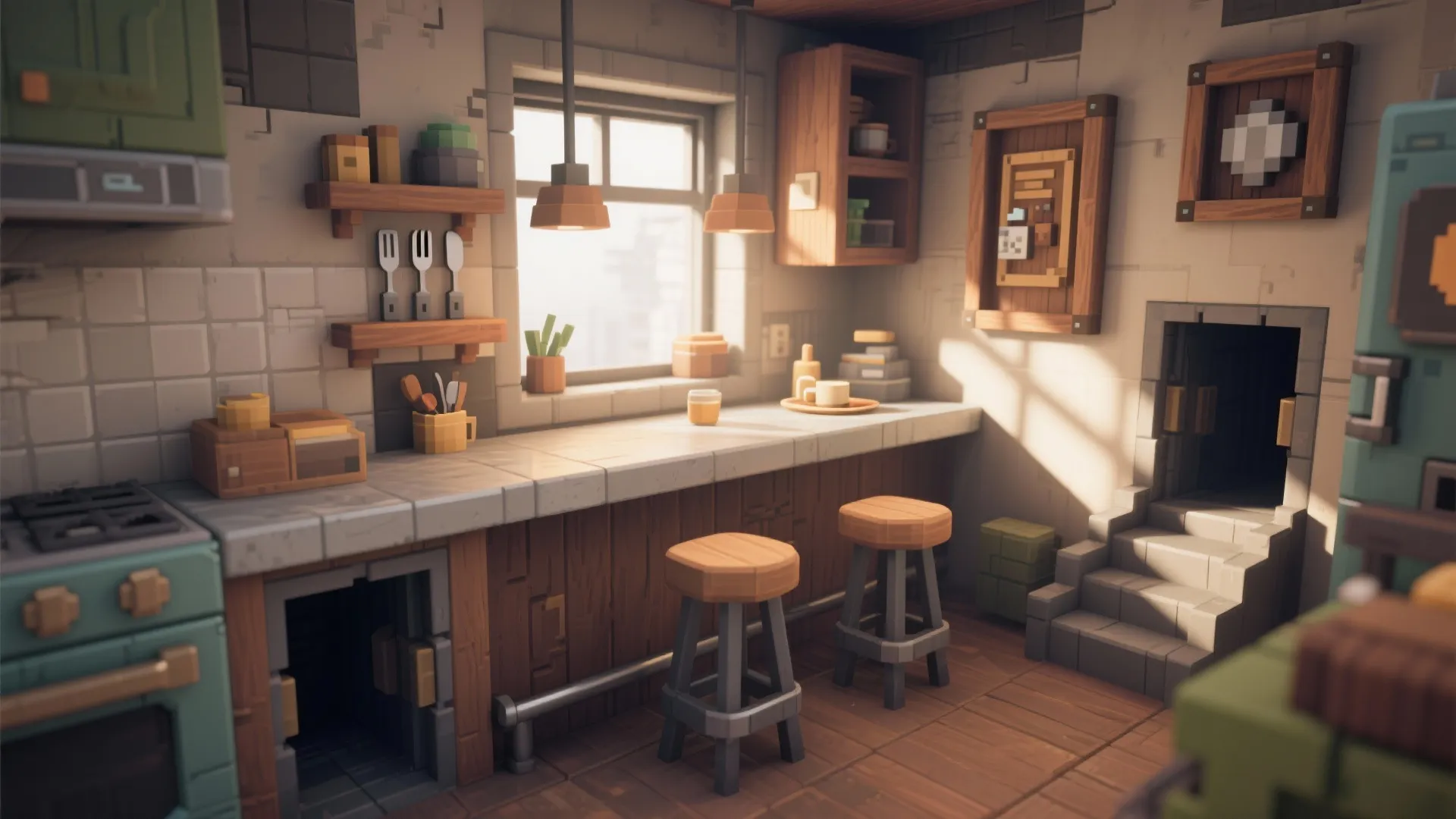 2. Breakfast bar with stools