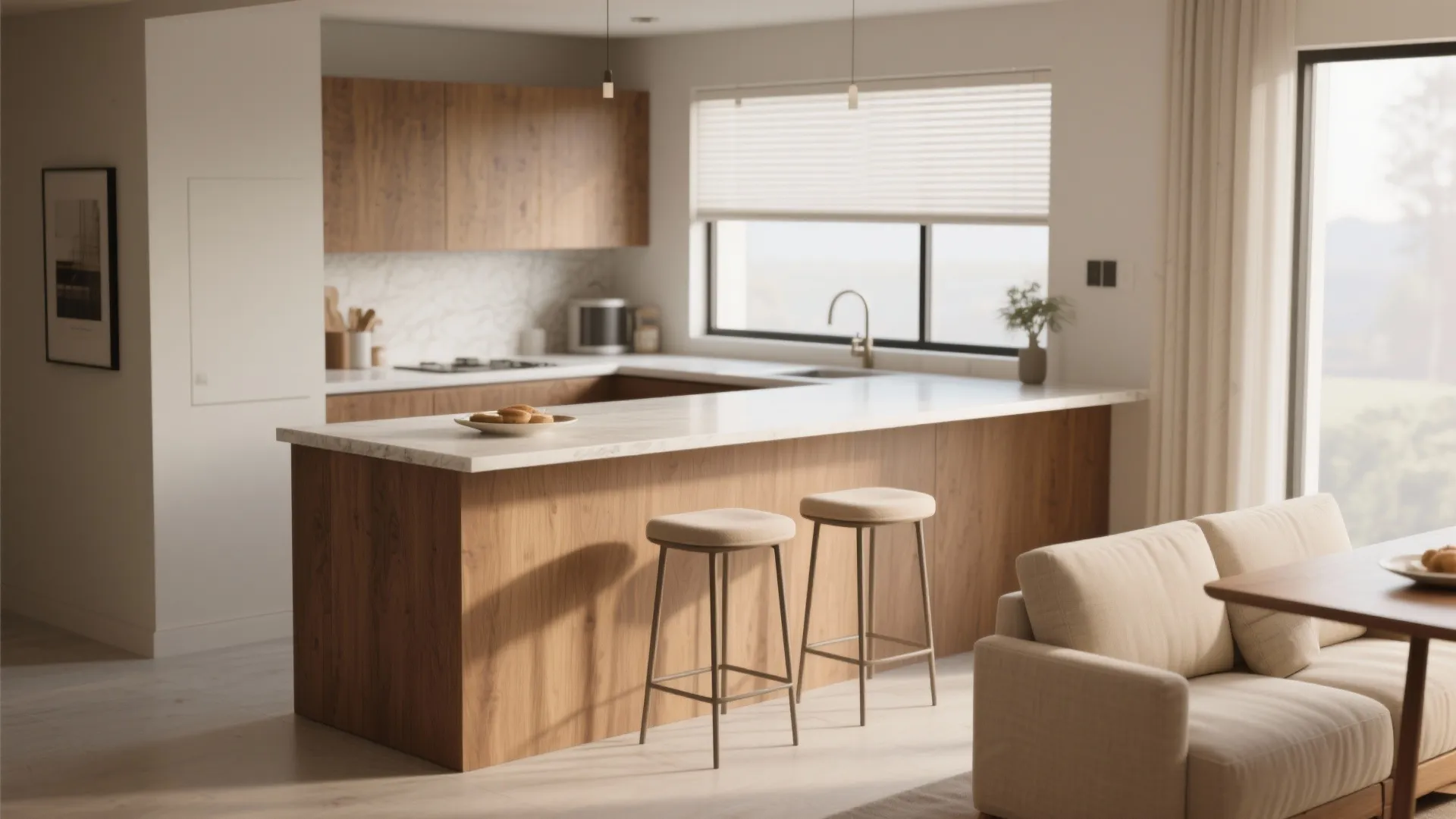 1. Breakfast Bar with Integrated Seating