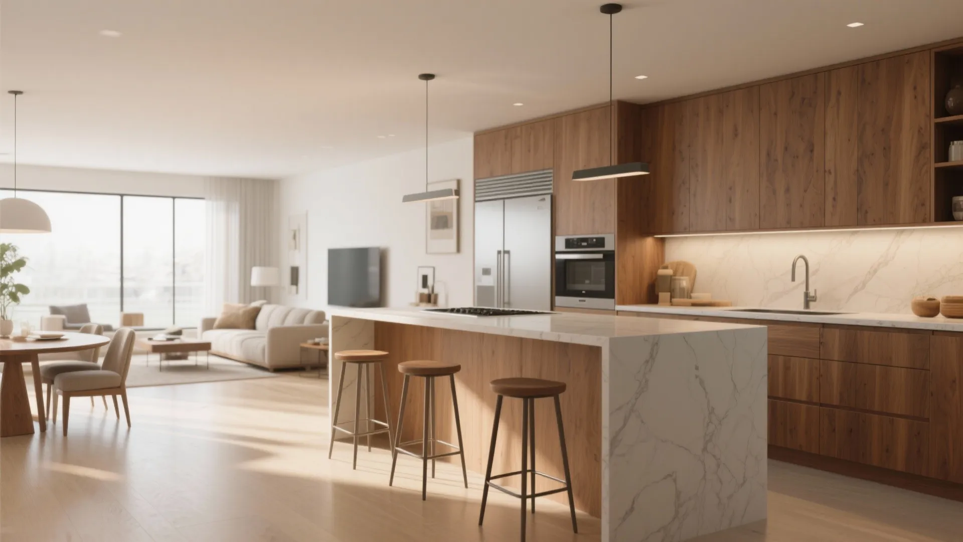 1. Seamless Open-Plan Breakfast Bar