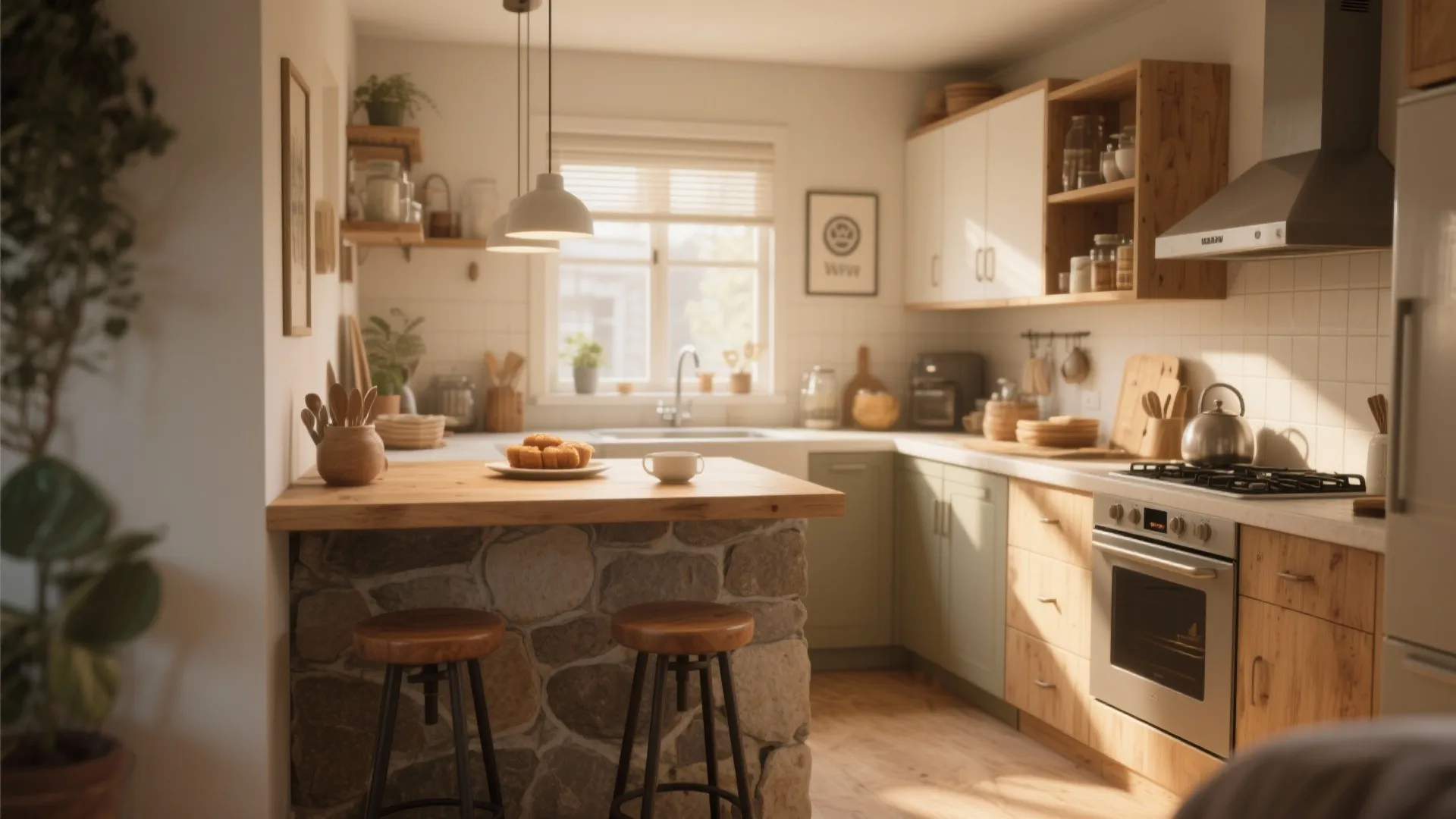 2. Breakfast Bar with Stools